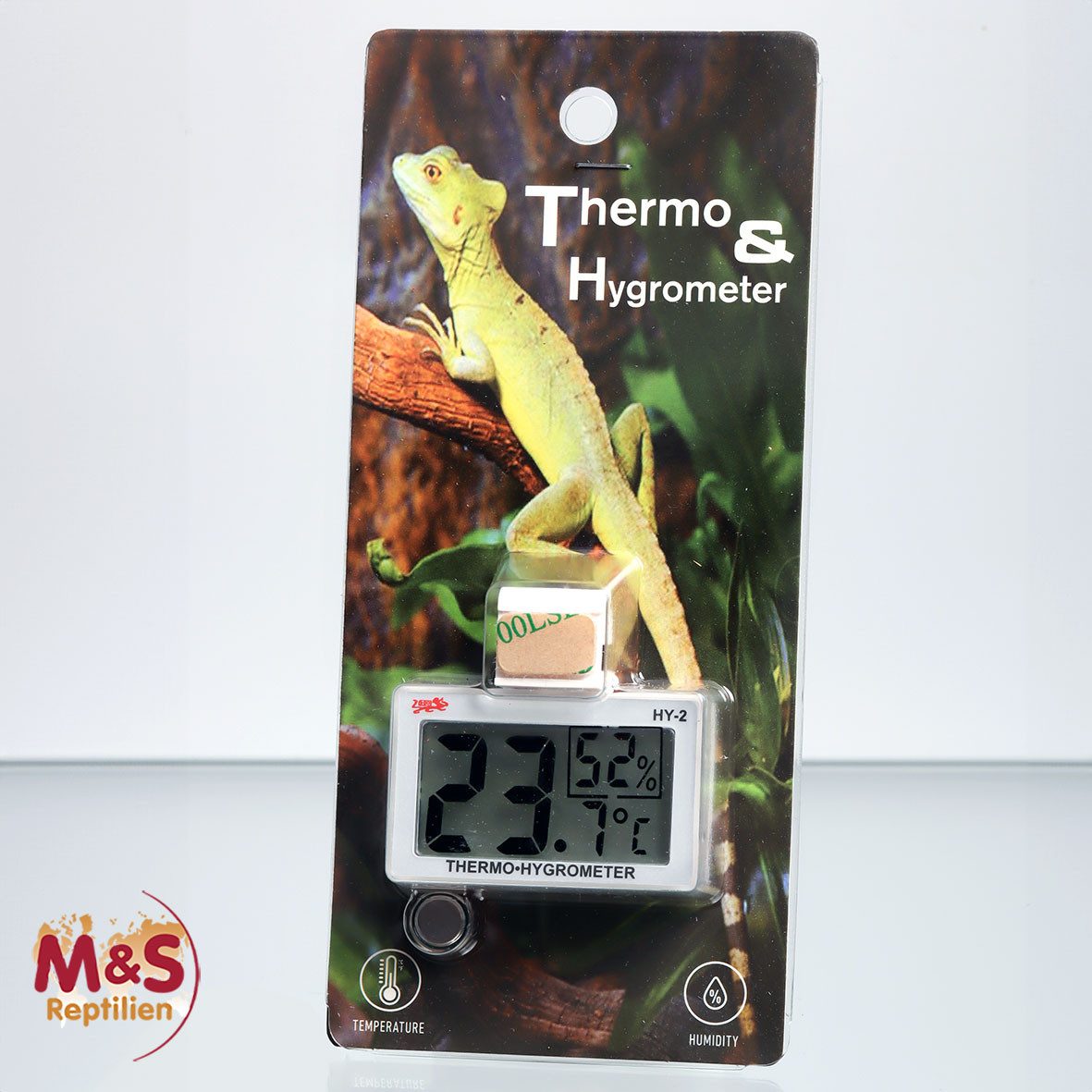 M&S Reptilien Terrarium Digitales Thermo-Hygrometer -SELBSTKLEBEND/HÄNGEND-