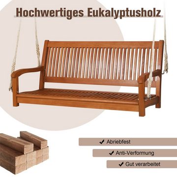 COSTWAY Gartenbank Schaukelbank, 2-Sitzer, 360 kg, Eukalyptusholz, 126cm