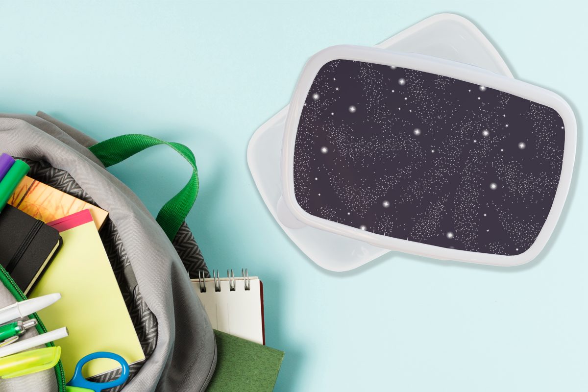 Brotbox - für Kinder (2-tlg), für - Design, Kinder Lunchbox Kunststoff, und Mädchen Jungs Weltraum Erwachsene, weiß MuchoWow Brotdose, - und Sternenhimmel