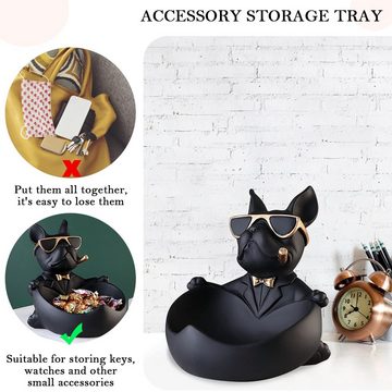 HYTIREBY Tierfigur Französische Bulldogge Figur,Französische Bulldogge Schlüsselschale (1 St), Schlüssel Aufbewahrungs Modern Skulptur Deko für Flur Wohnzimmer