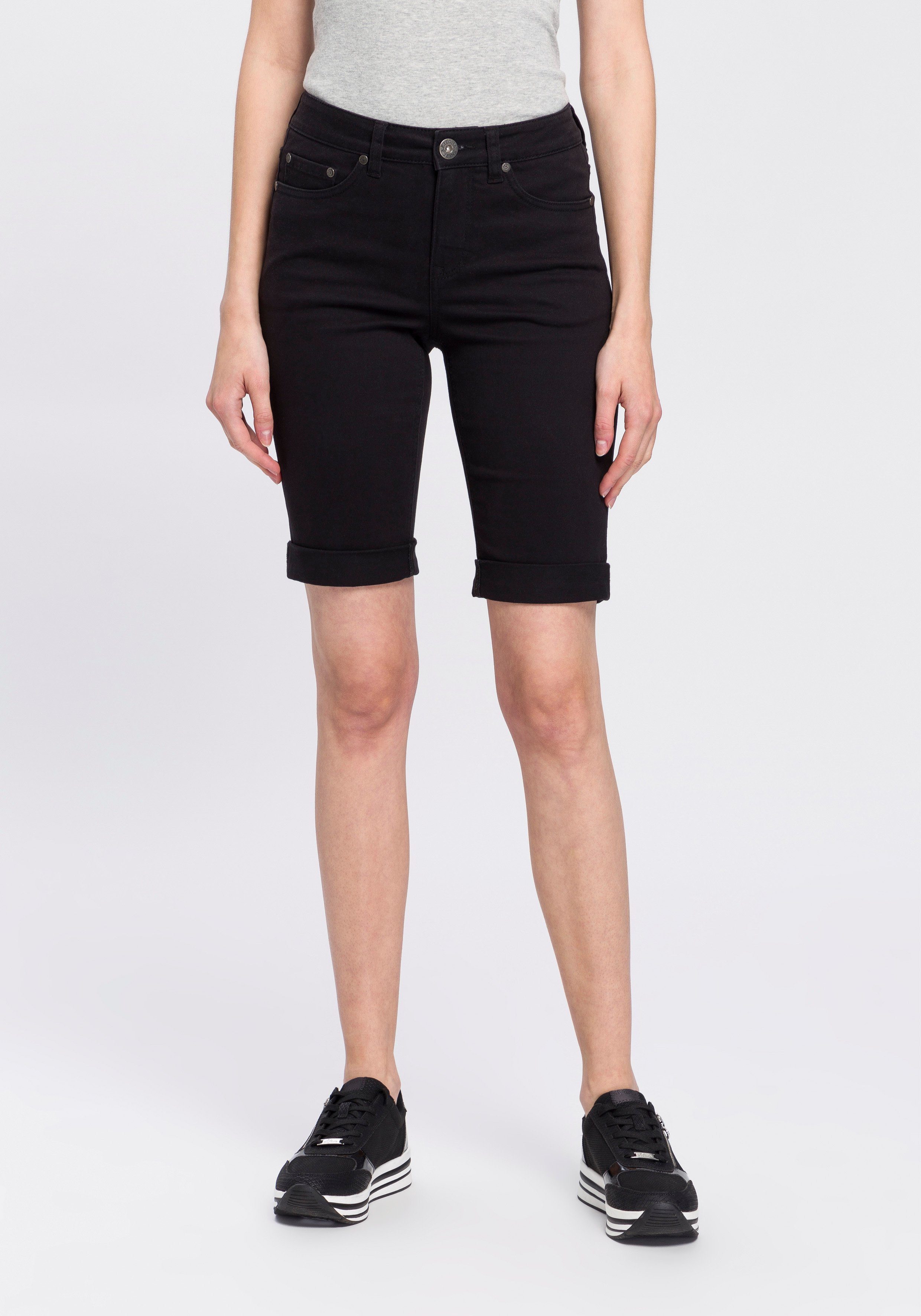 Arizona Jeansbermudas schmale Passform, krempelbarer Saum, günstig online kaufen