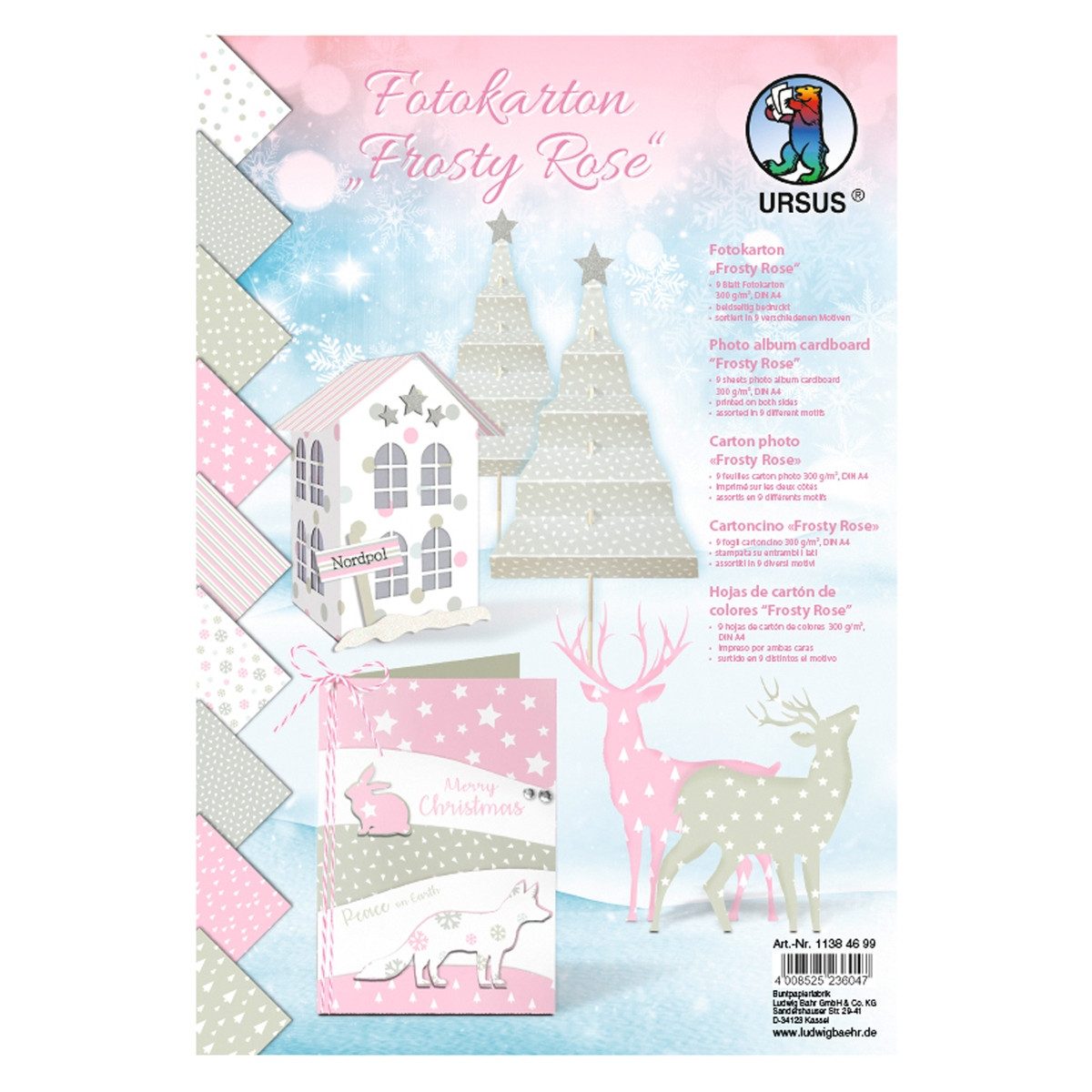 URSUS Bastelkartonpapier URSUS Fotokarton Frosty Rose