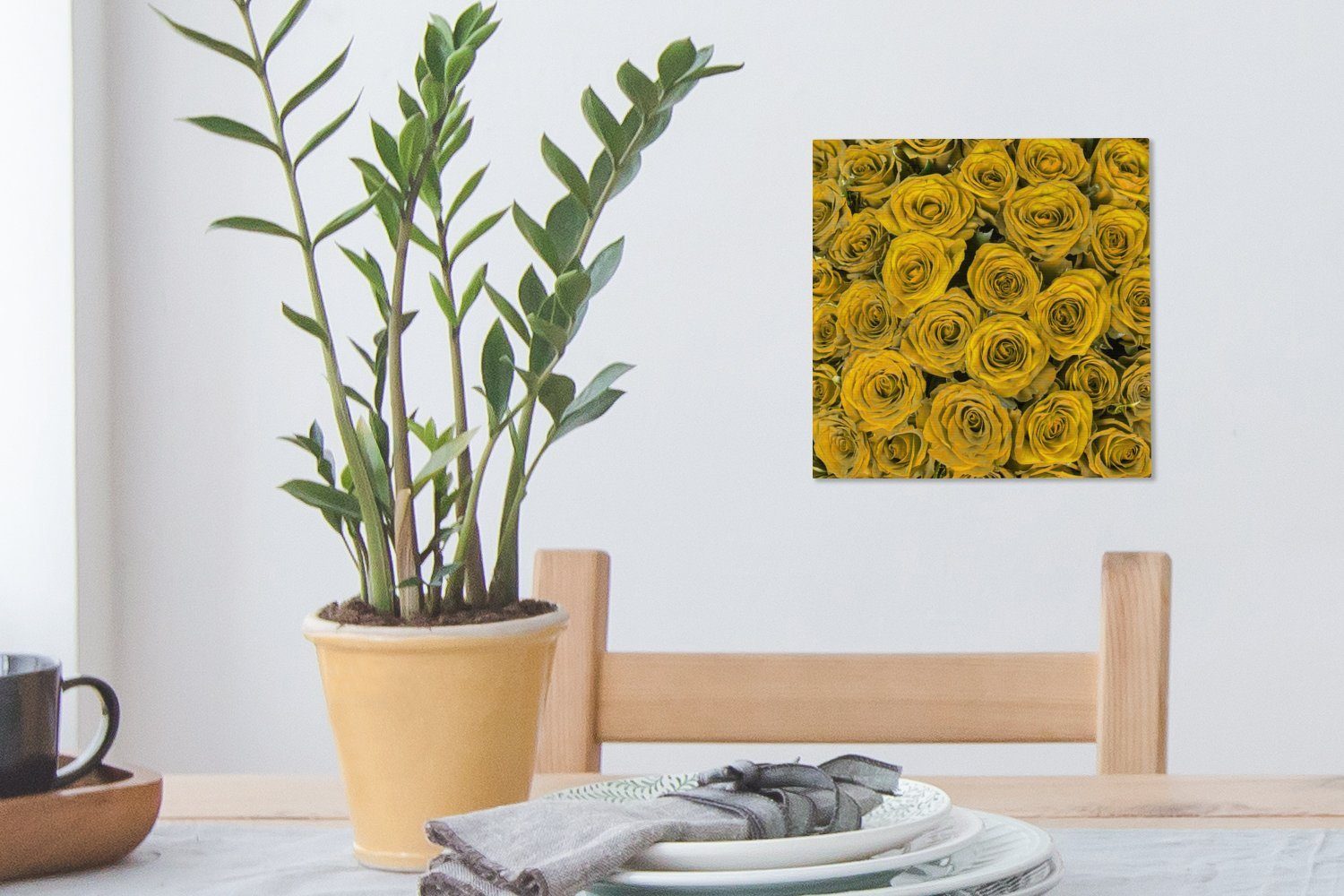 Bilder OneMillionCanvasses® Leinwandbild St), Blumenstrauß, (1 für Schlafzimmer - Rosen Leinwand Wohnzimmer - Gelb