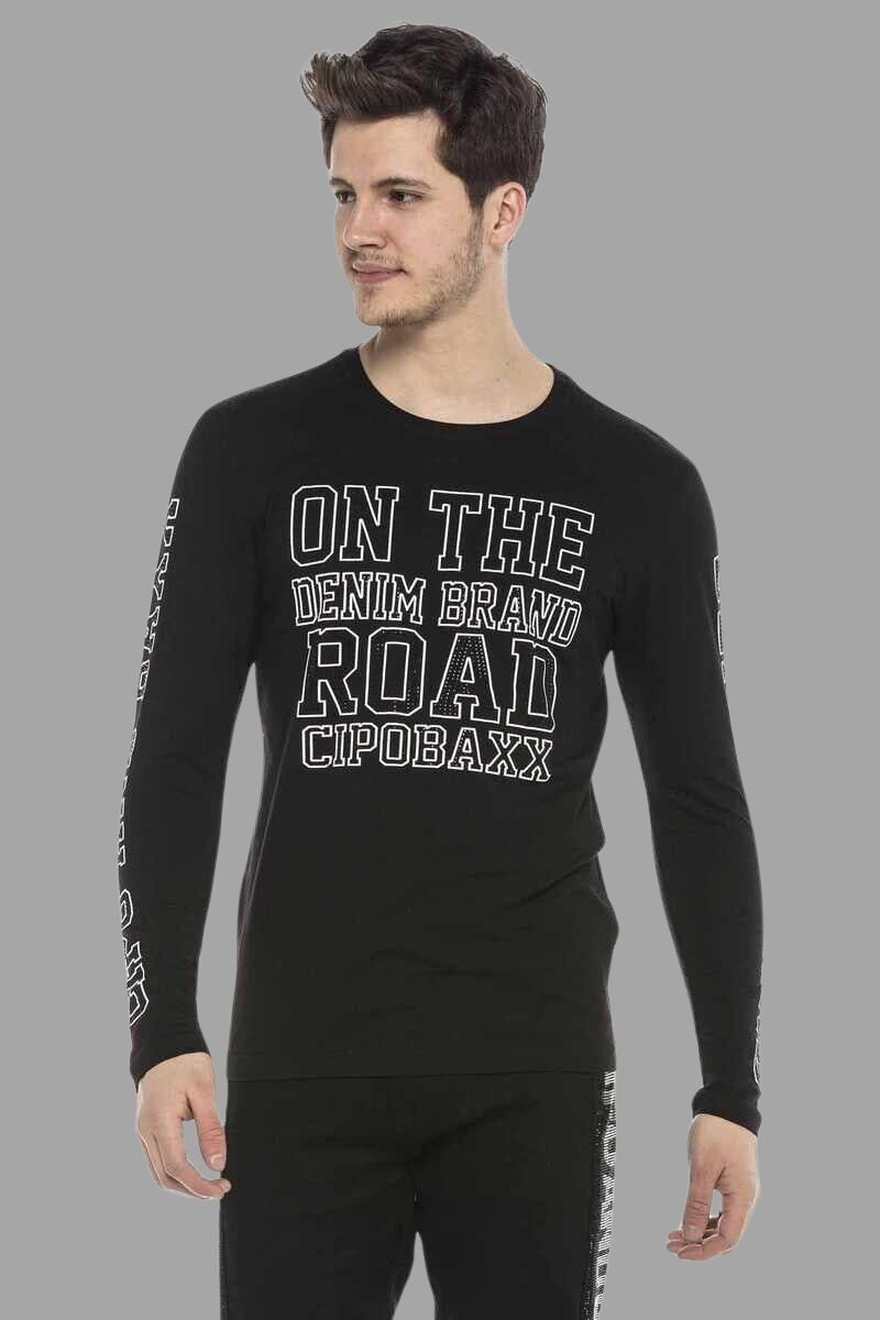 Cipo & Baxx T-Shirt Langarmshirt mit coolen Ziersteinen