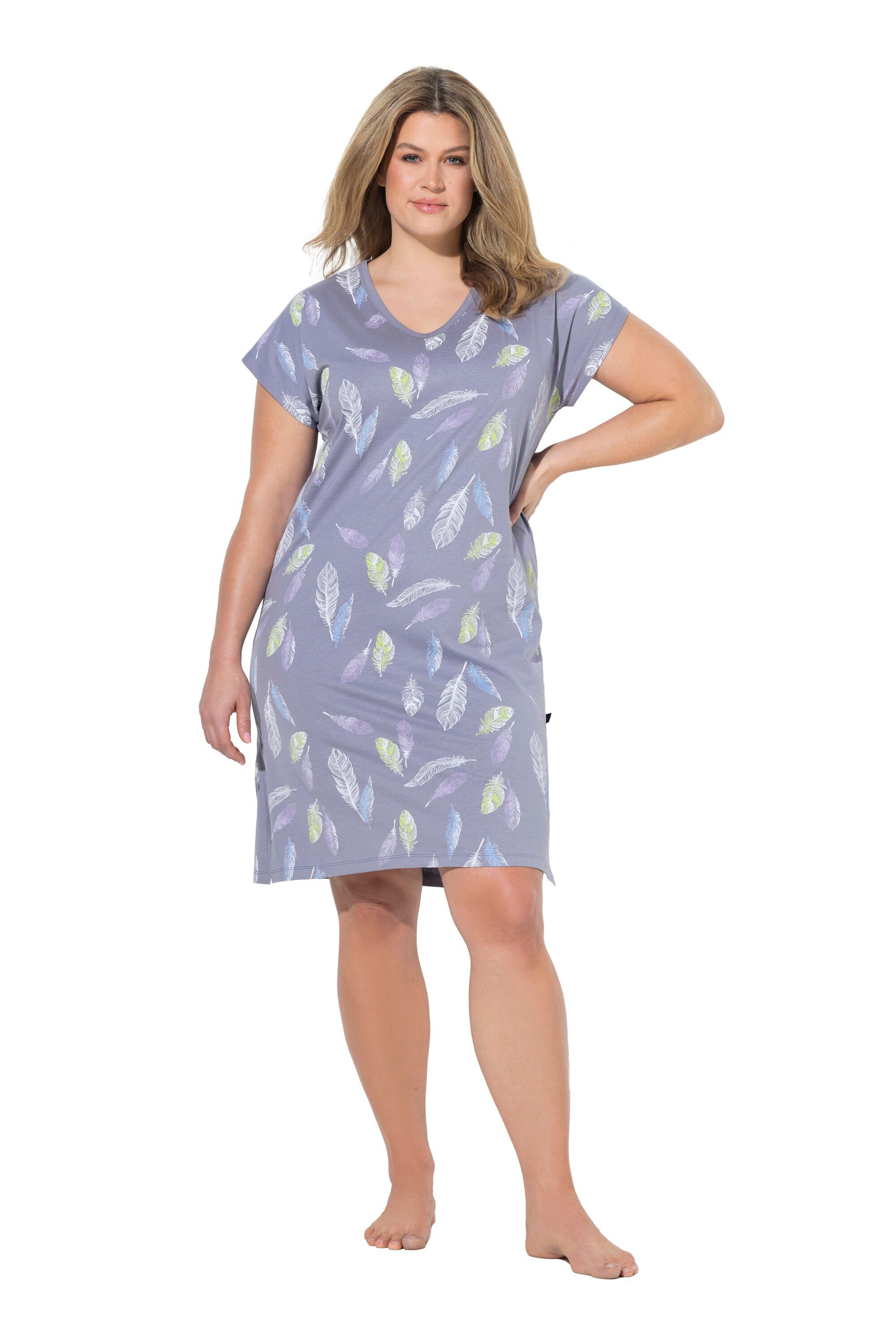 Ulla Popken Bigshirt Bigshirts 2er-Pack Federn Rundhals/V-Ausschnitt