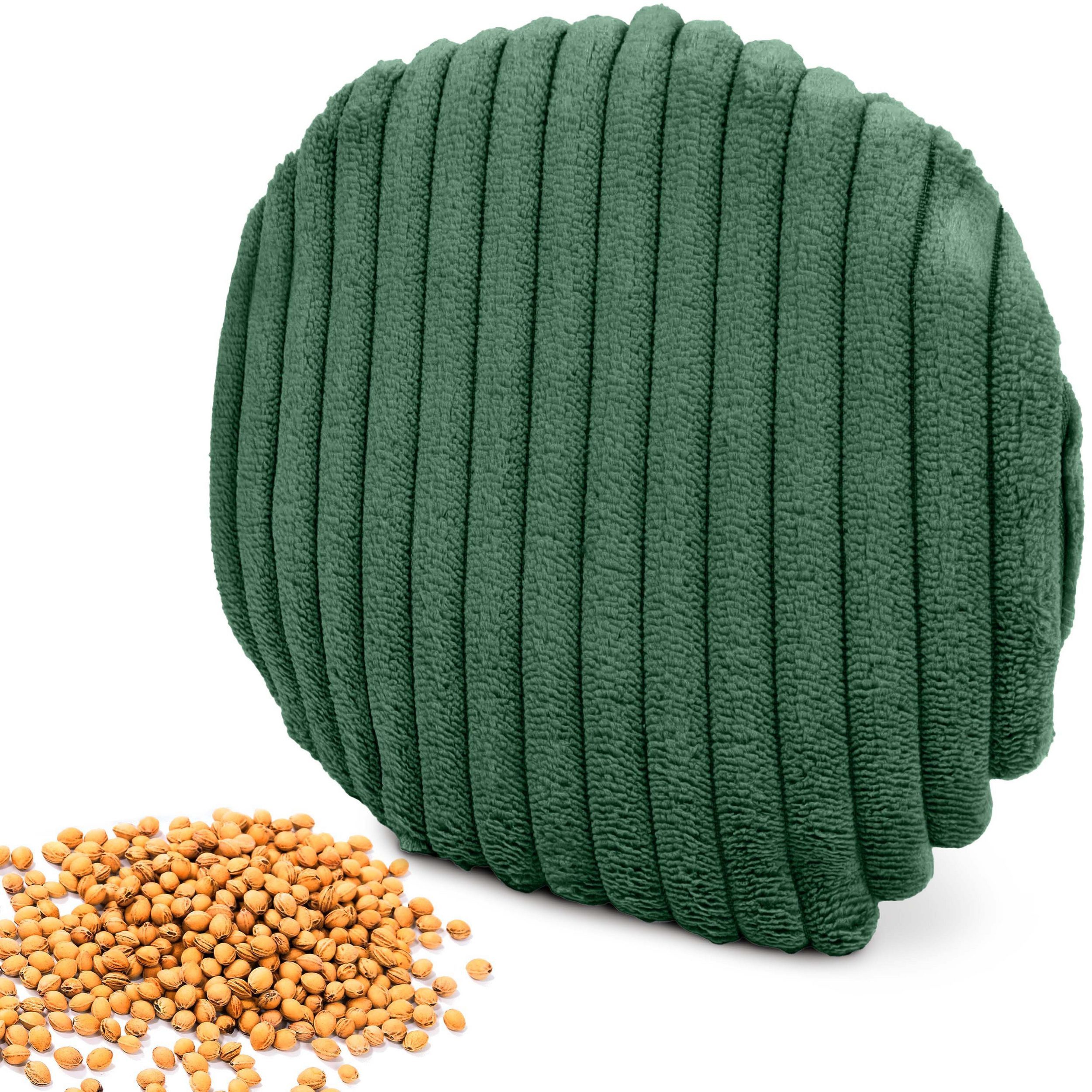 Amilian Kirschkernkissen - rundes Wärmekissen / Kältekissen mit 100 % Kirschkernen - Ø16 cm, Ideal für punktuelle Wärme- und Kälteanwendungen, mikrowellengeeignet, ideal für Hände, Nacken, Schulter, Bauch