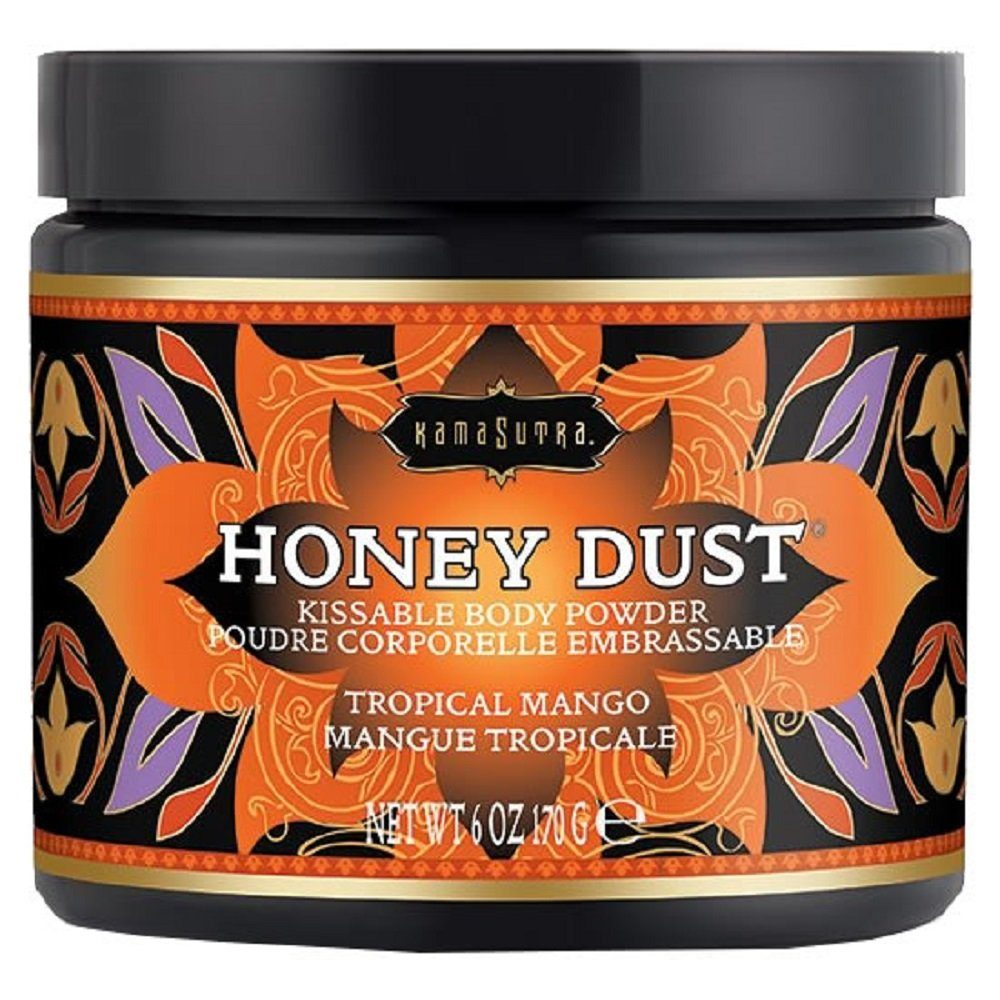 KamaSutra Intimpflege Honey Dust Tropical Mango, Dose mit 170g, Körperpuder mit Federpinsel