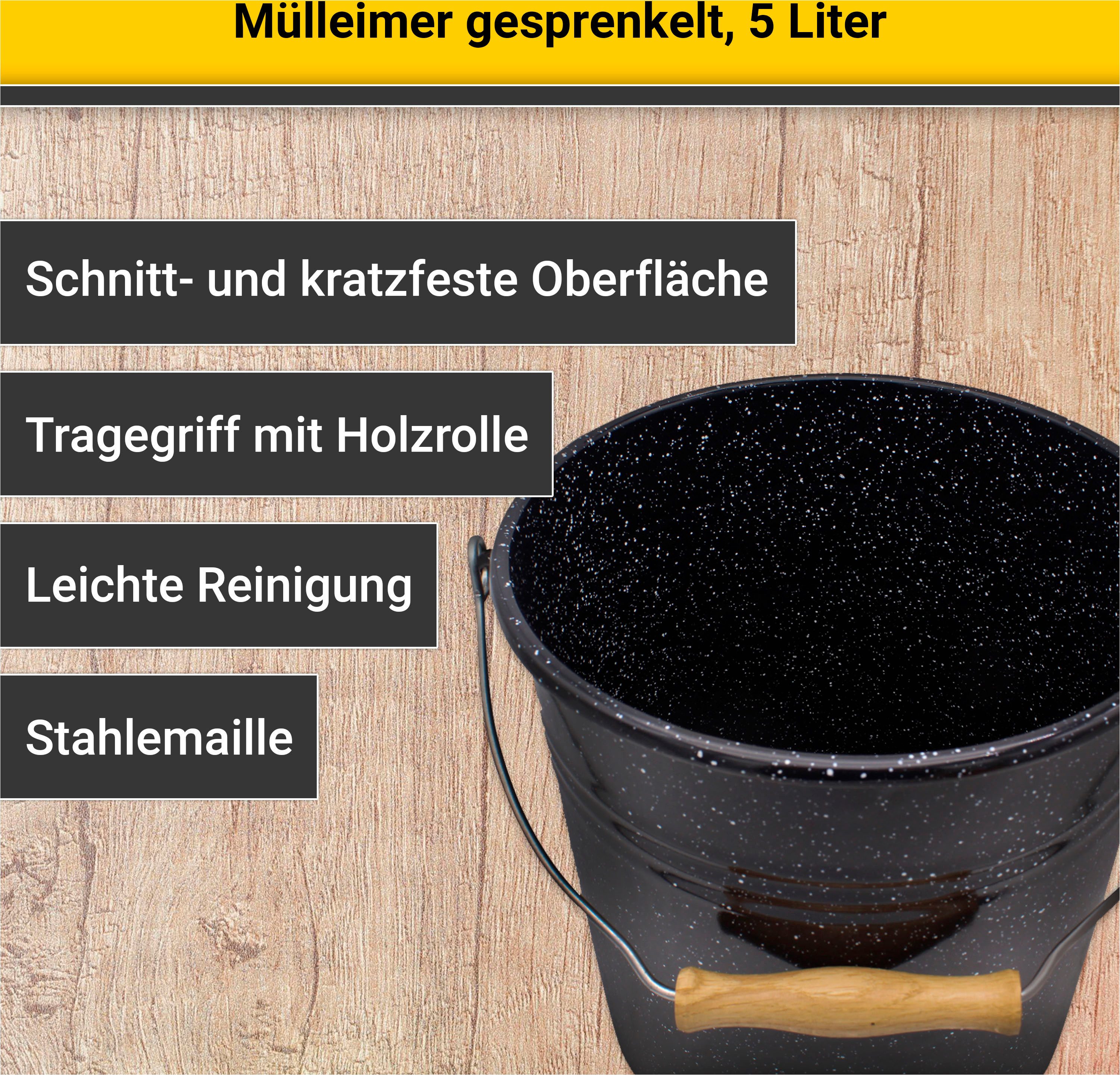 Krüger Mülleimer Emaille-Eimer mit Deckel Serie Rio, schnitt- / kratzfeste Oberfläche, bakterienabweisend, extrem langlebig