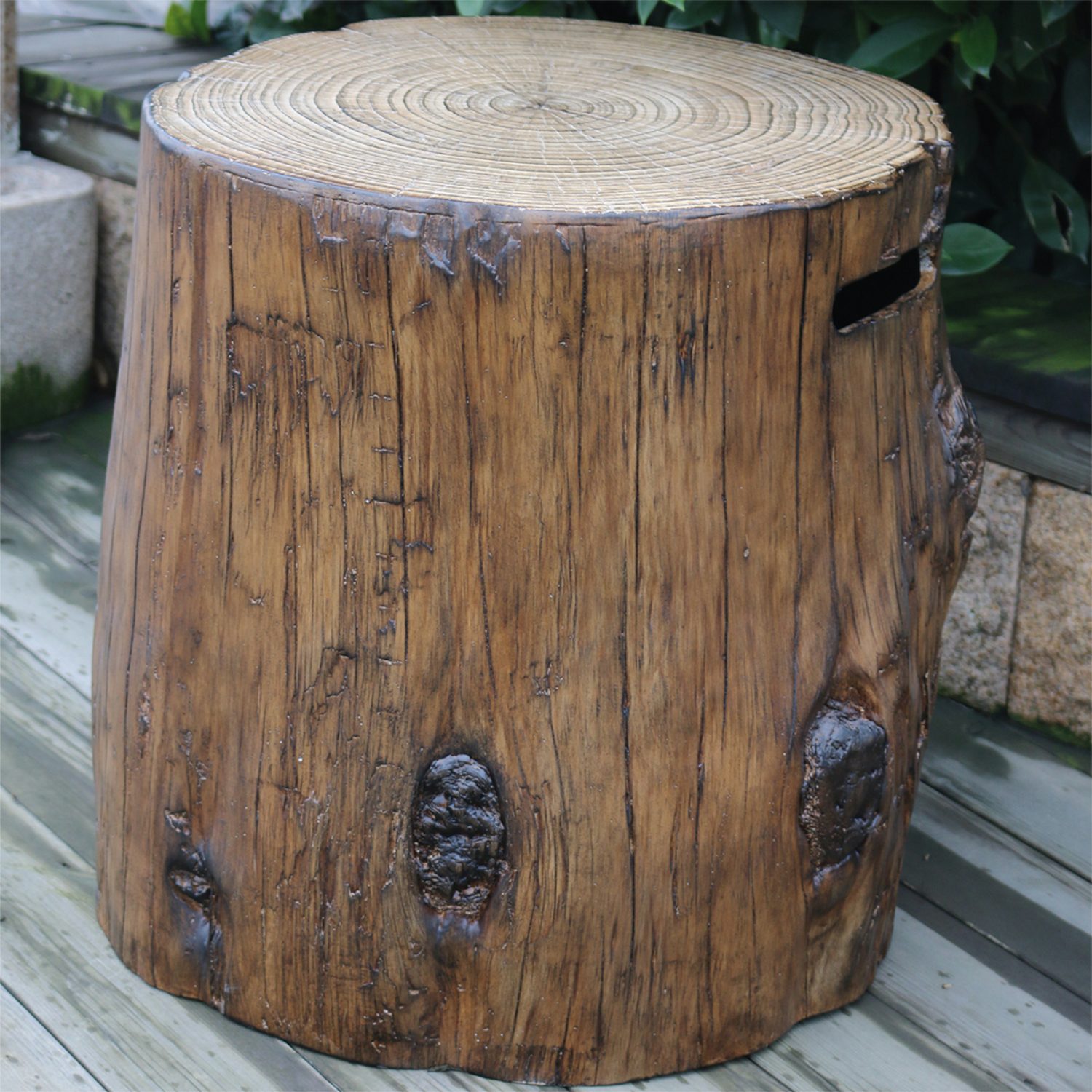 ELEMENTI Gasflaschen-Schutzhülle Abdeckung in Baumstamm-Optik, 50 x 50 x 52 cm (L x B x H)