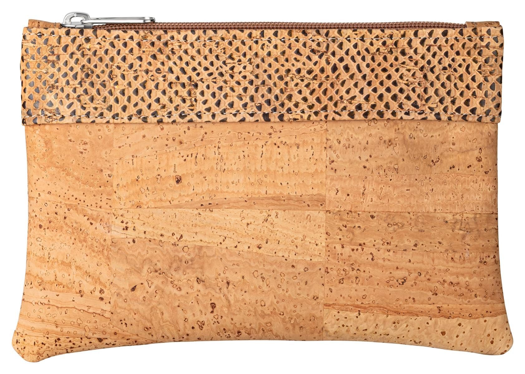 Geldbörse Kleine Clutch aus Korkstoff, vegan, Snake Print