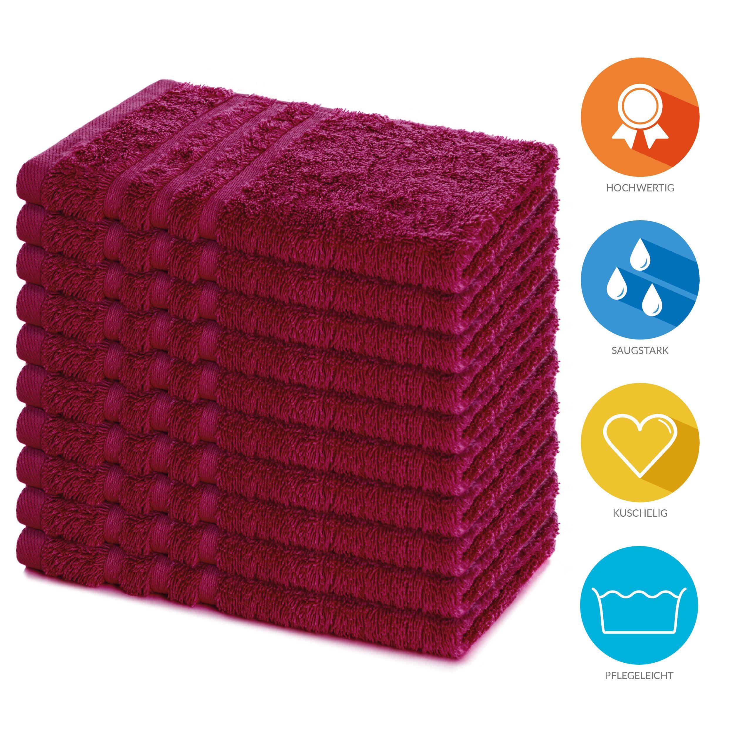 Lavea Gästehandtücher 30x50 cm, 10er Set Gästehandtuch, Elena-Frottee Handtuch, Gästetuch, (Set, 10-St), 500 g/m² Frottier, weich & saugstark, pflegeleicht