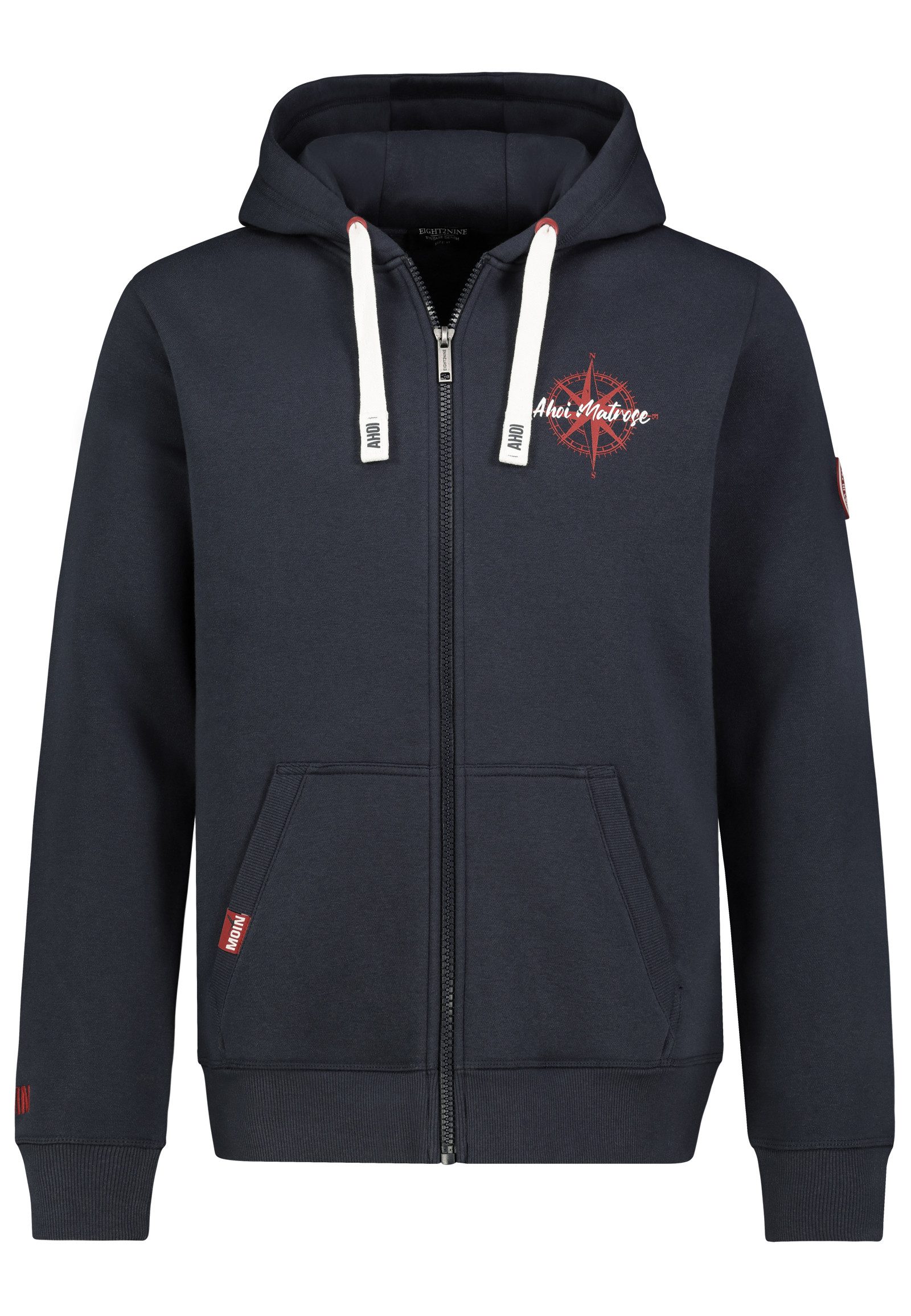 Eight2Nine Sweatjacke Herren Zipperjacke mit maritimen Küstenprint, bequ Sw günstig online kaufen