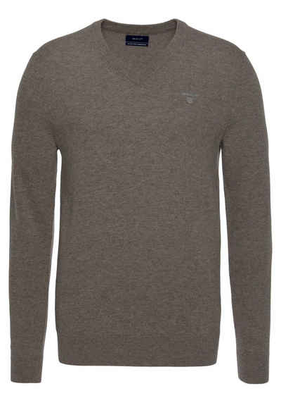 Gant V-Ausschnitt-Pullover aus reiner Lammwolle