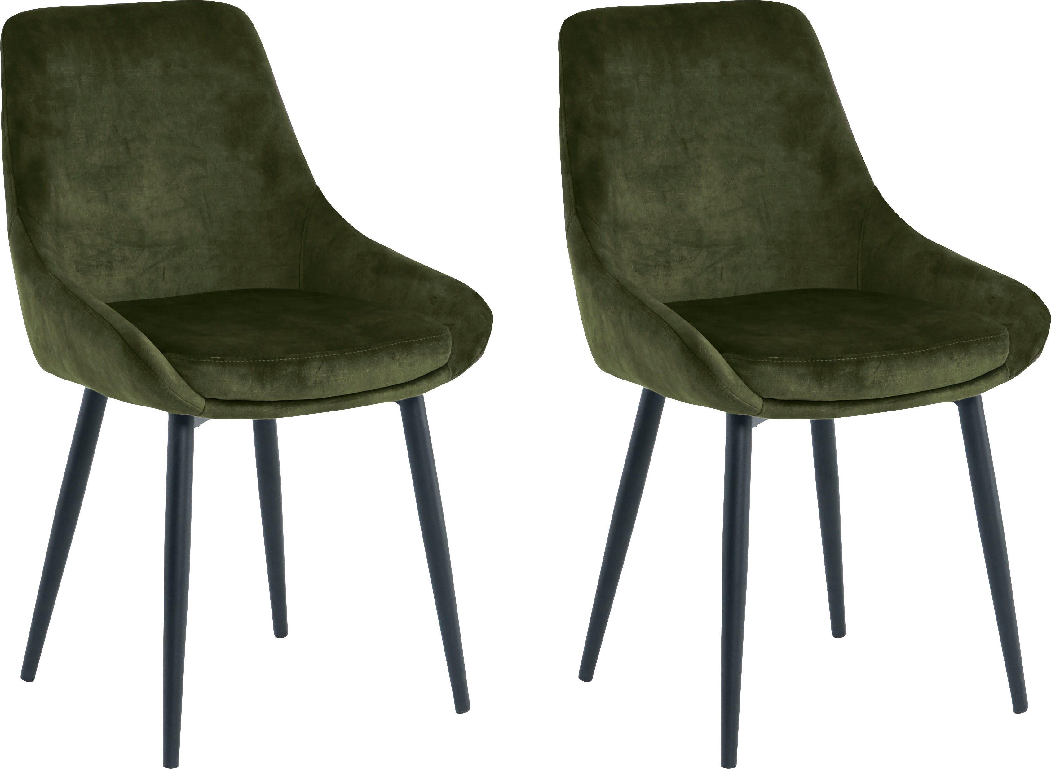 SIT Polsterstuhl (Set, 2 St), glamouröser Bezug in Samtoptik Grün/schwarz | Grün | Polsterstühle