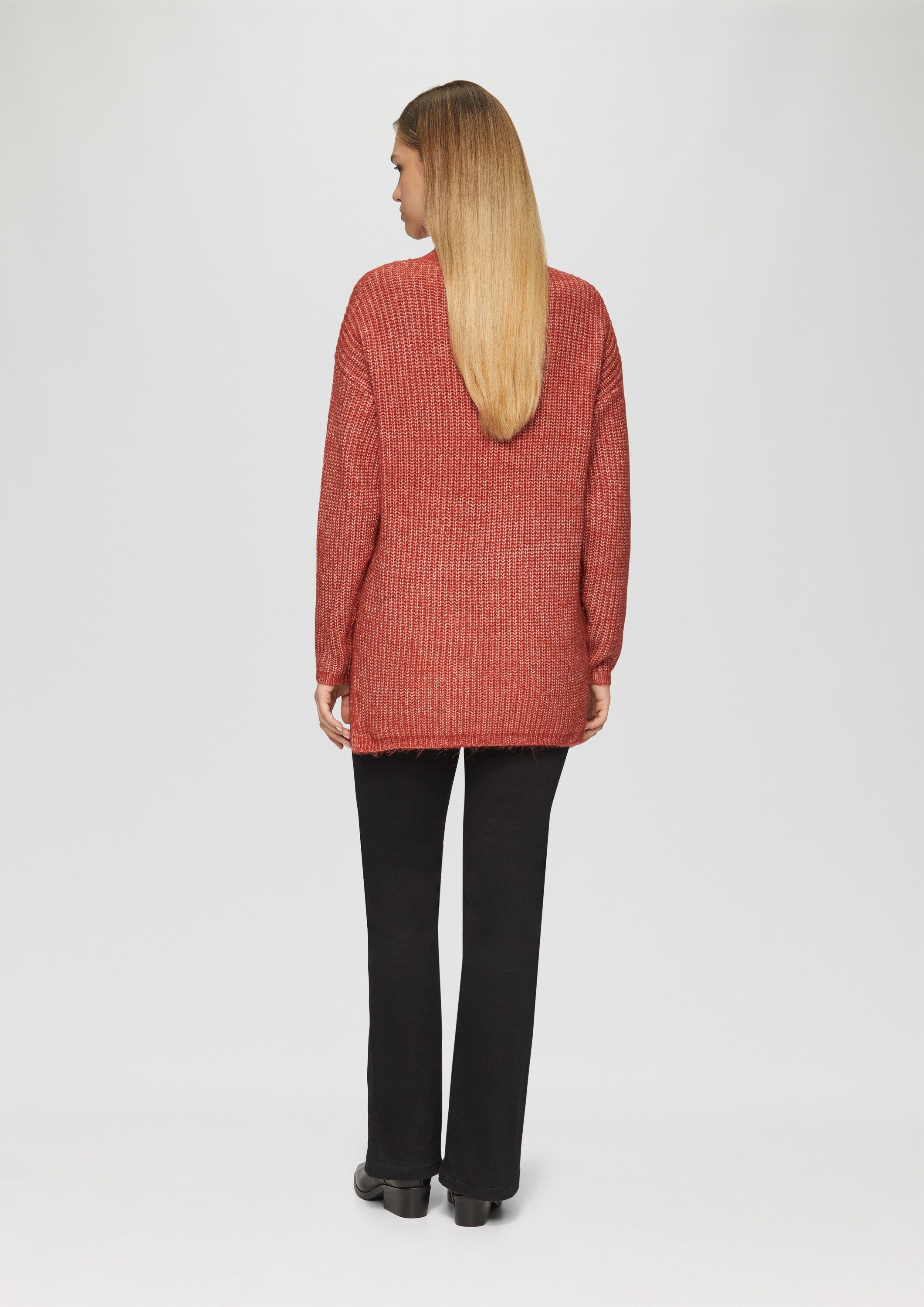 QS Longpullover Strickpullover Weicher Strickpullover mit Rippstruktur