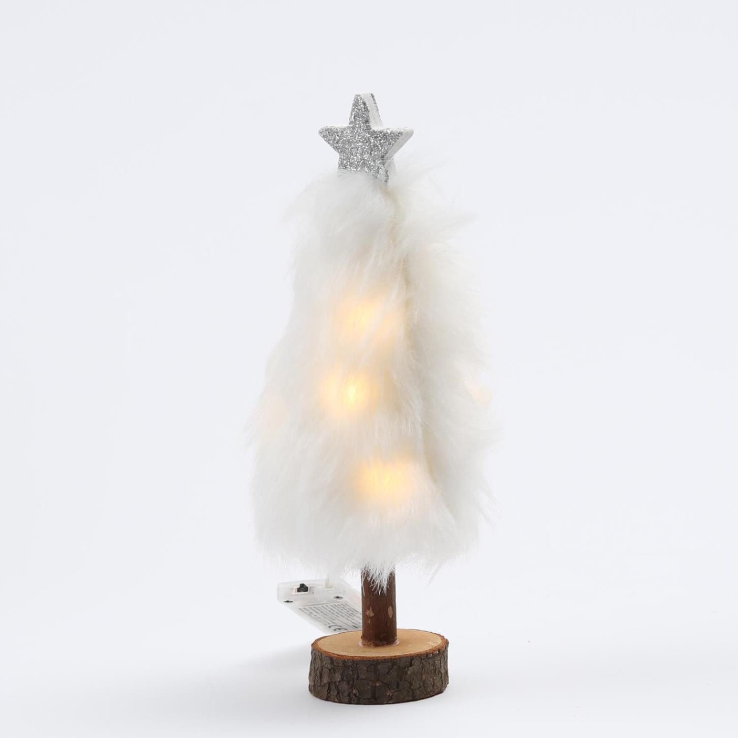 MARELIDA LED Dekoobjekt LED Dekobaum PLÜSCH mit Sternspitze Plüschfell leuchtend 19,5cm