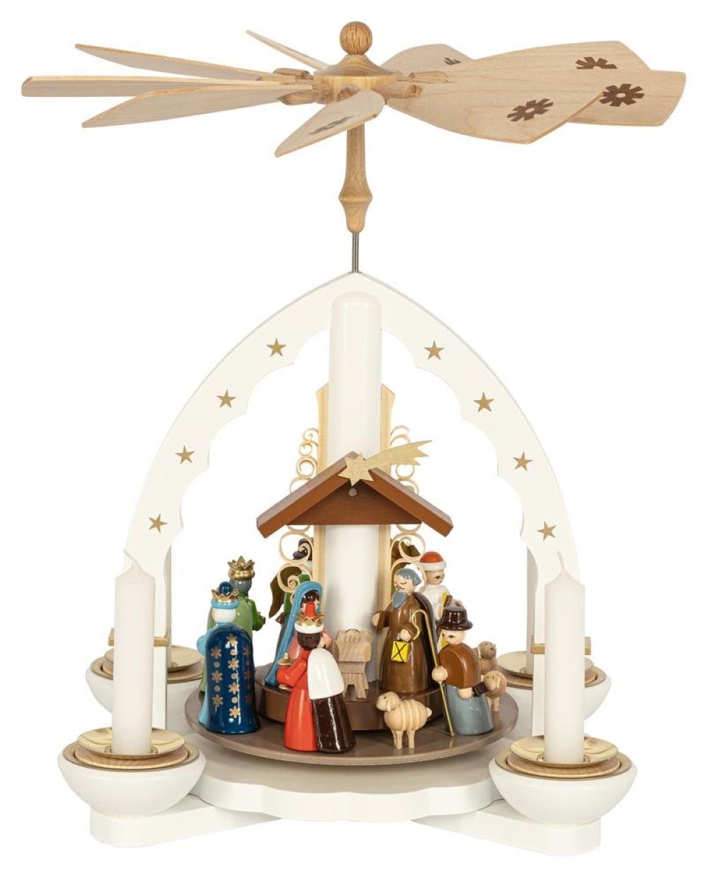 Richard Glaesser Weihnachtspyramide Heilige Familie weiß für Teelicht und K günstig online kaufen