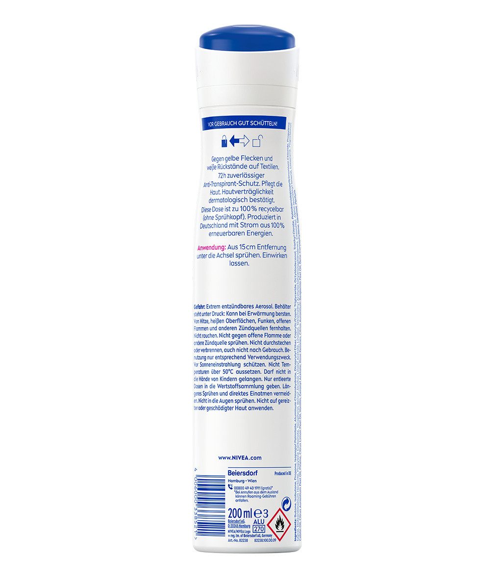 Nivea Deo-Spray Black & White Invisible Clear XL 6x200ml 72-Stunden-Antitranspirant, Set, 6-tlg., Ohne Ethylalkohol – Bild 3 von 3