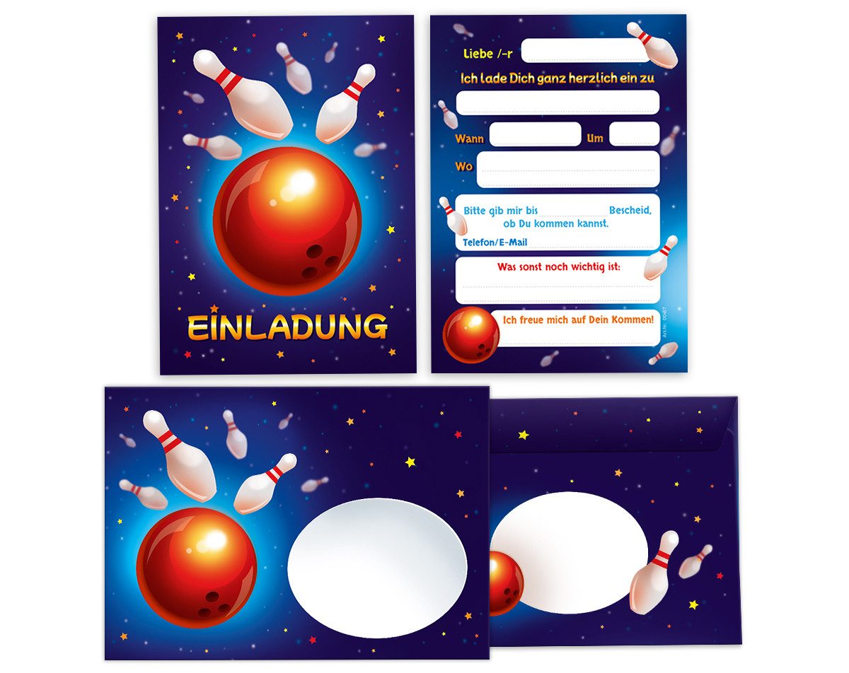 Einladungskarten Bowling zum Geburtstag Mädchen Jungen Einladungen mit Umschlägen