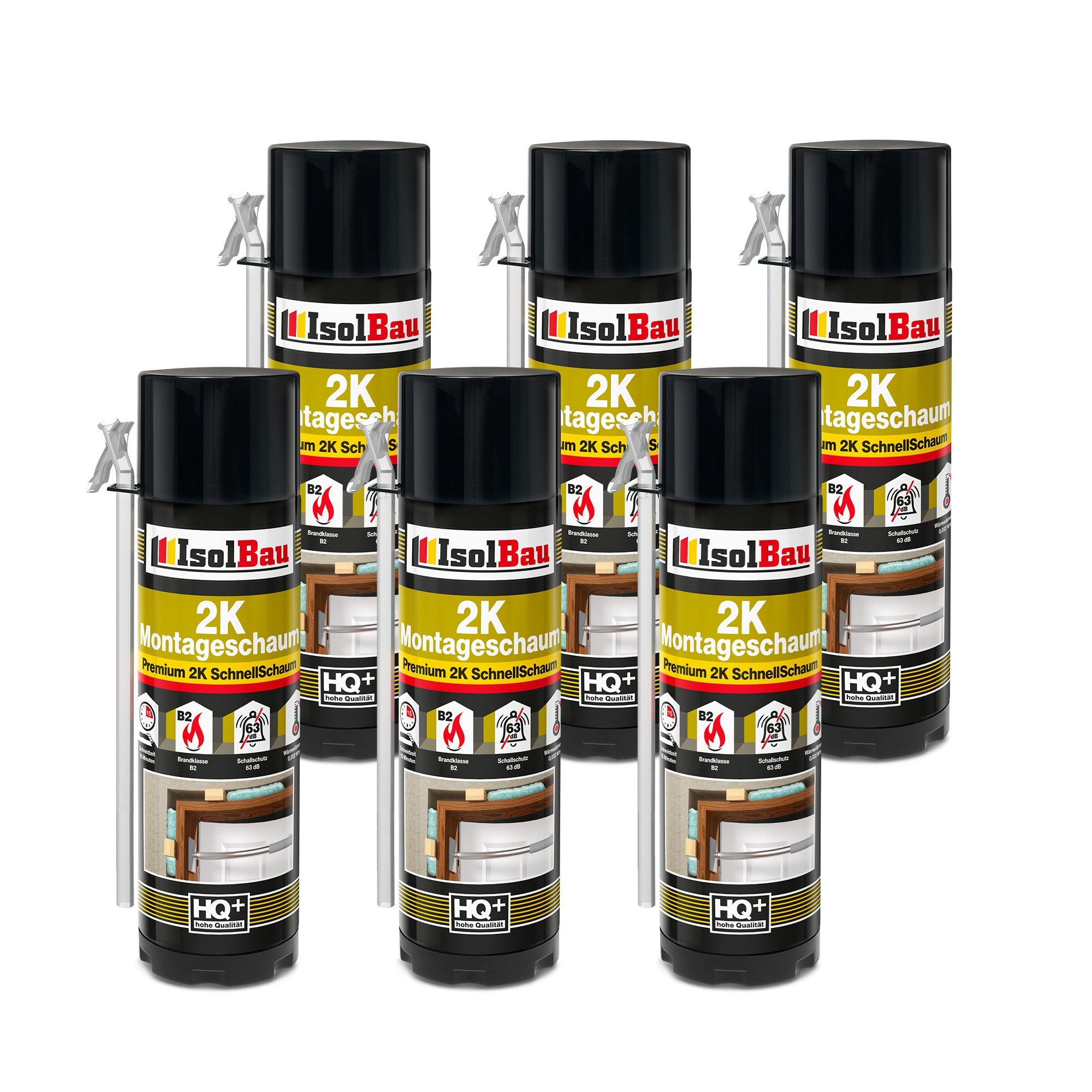 None Fenster 2K Montageschaum 6 x 400ml Zargenschaum Türen, Fenster, Dämmung, Fenster- und Türrahmen sowie Fensterbänken, Isolieren und Verlegen