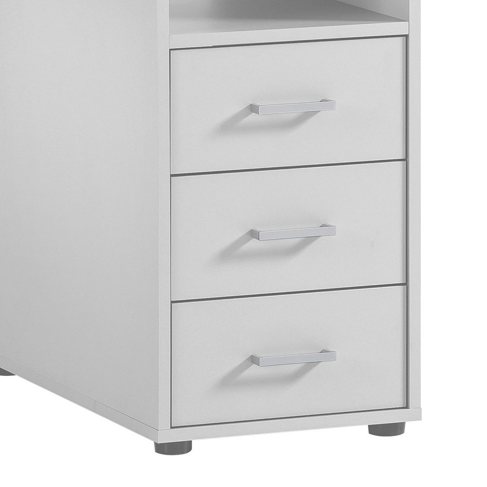 Lomadox Schreibtisch NEVERS-80, weiß, 3 Schubkästen, B/H/T ca. 116/74/70 cm