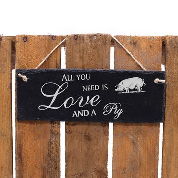 Dekolando Hängedekoration Schwein 22x8cm All you need is Love and a Pig