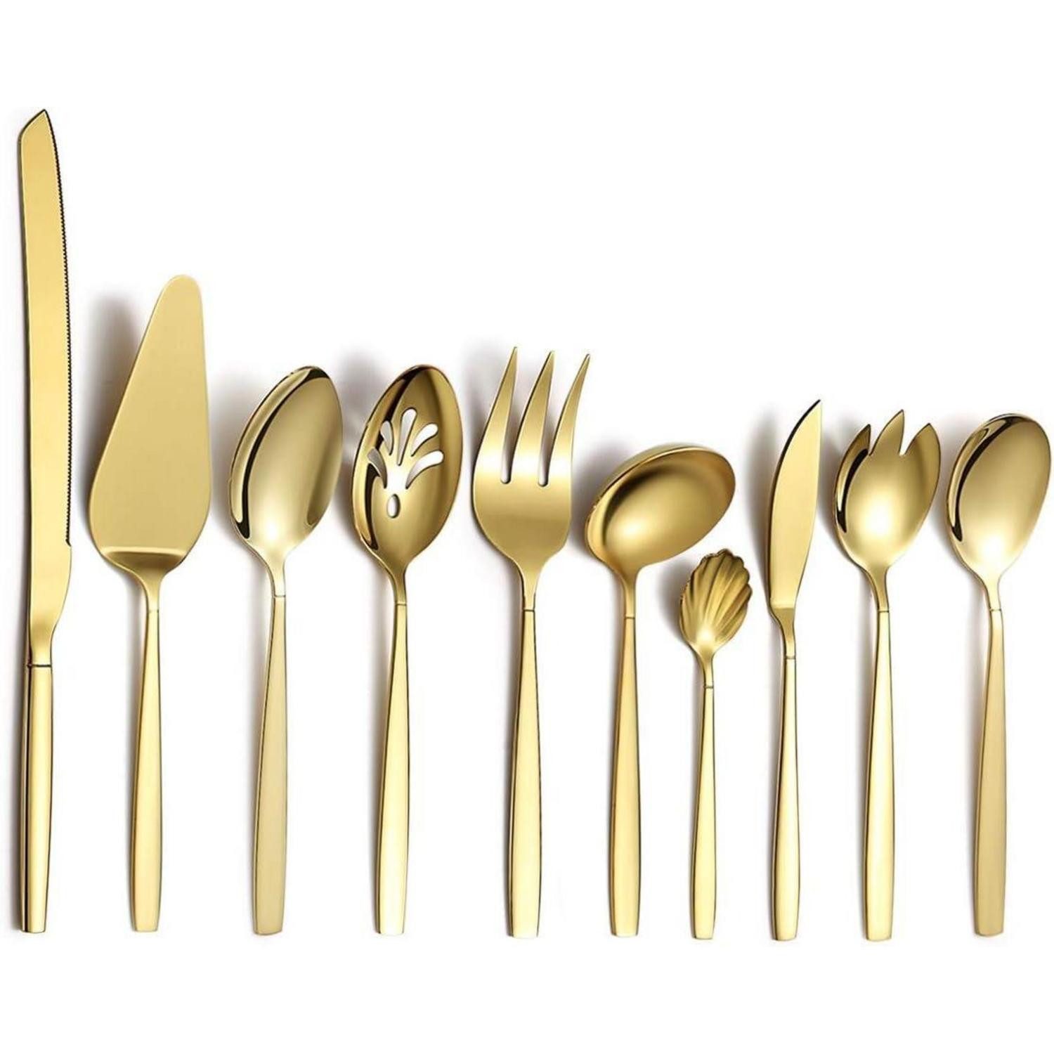 LuxusKollektion Kochbesteck-Set Besteck Servierset Edelstahl Gold 10 Servierlöffel 11.gold
