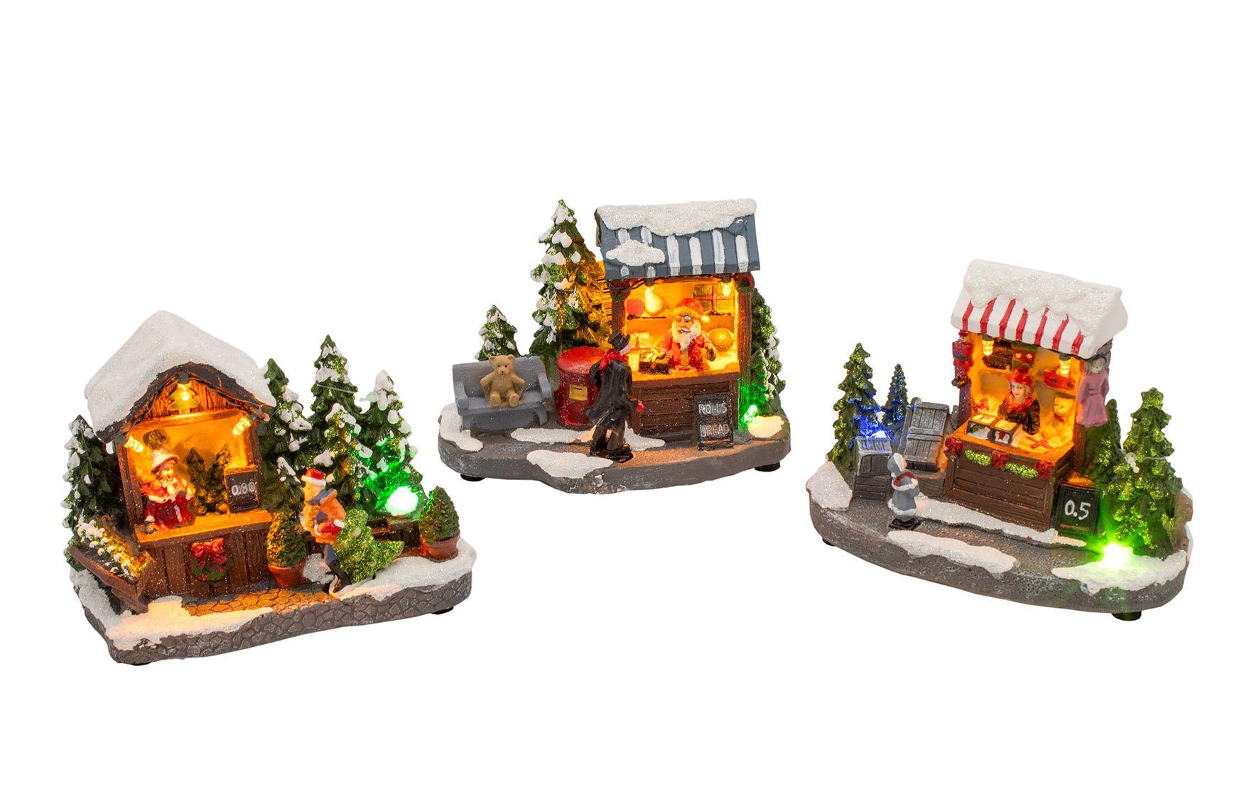 Weihnachtsstadt LED Weihnachtsstadt bunt beleuchtet - 3er Set