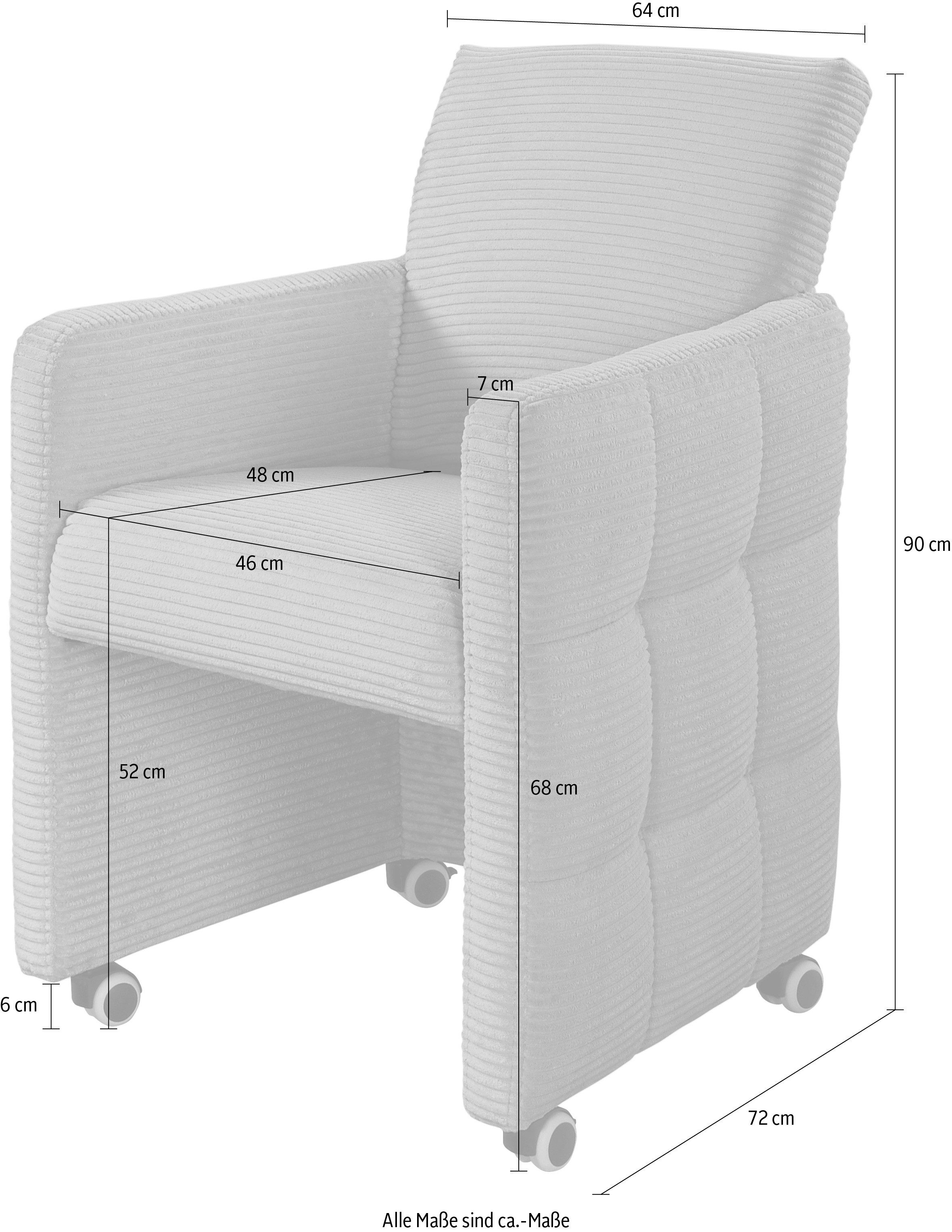 exxpo - sofa fashion Esszimmersessel Barista, Loungesessel auf Rollen mit hoher Bodenfreiheit, Barista Clubsessel auf Rollen mit schmalen Armlehnen, modernes De – Bild 3 von 3