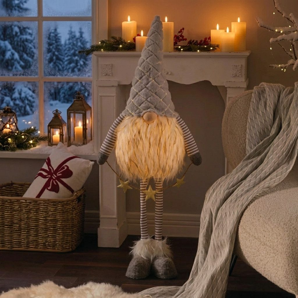 Home-trends24.de Wichtel Wichtel Goldstern Stelzenbein groß Deko Figur Weihnachten 100 cm – Bild 2 von 5