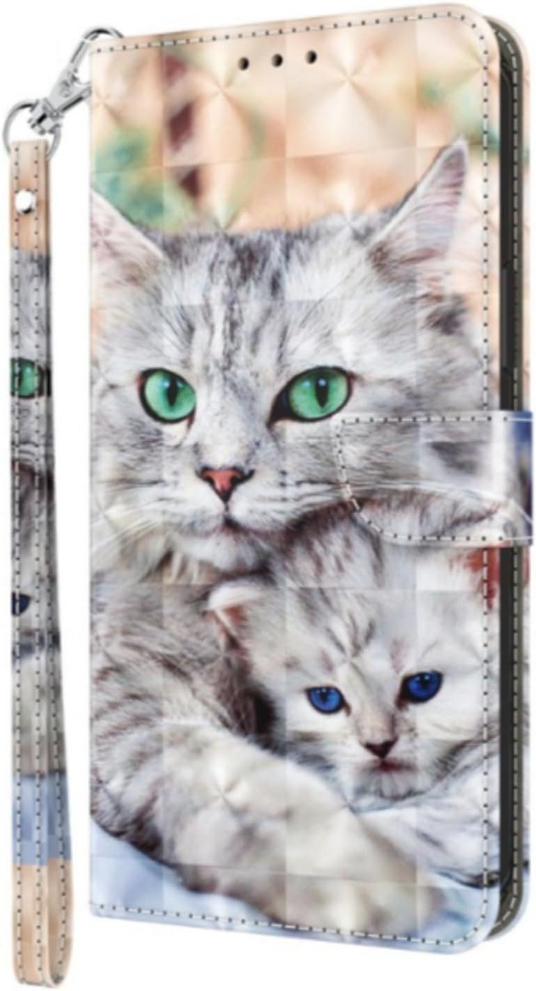 CLM-Tech Handytasche für Xiaomi Redmi Note 15 Pro 5G 6,83 Zoll Klapphülle aus PU Leder (Katze und Kätzchen, 1-tlg., Flip Case), Magnetverschluss, Standfunktion und Kartenfächer