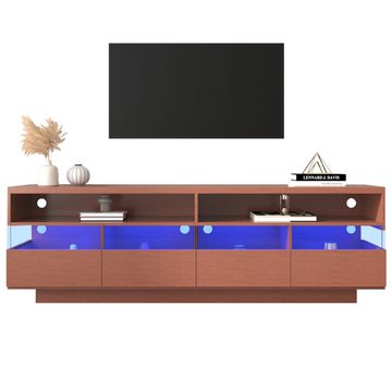 EXTSUD TV-Schrank Schrank, TV-Schrank aus Holz, niedriges Panel mit LED-Beleuchtung