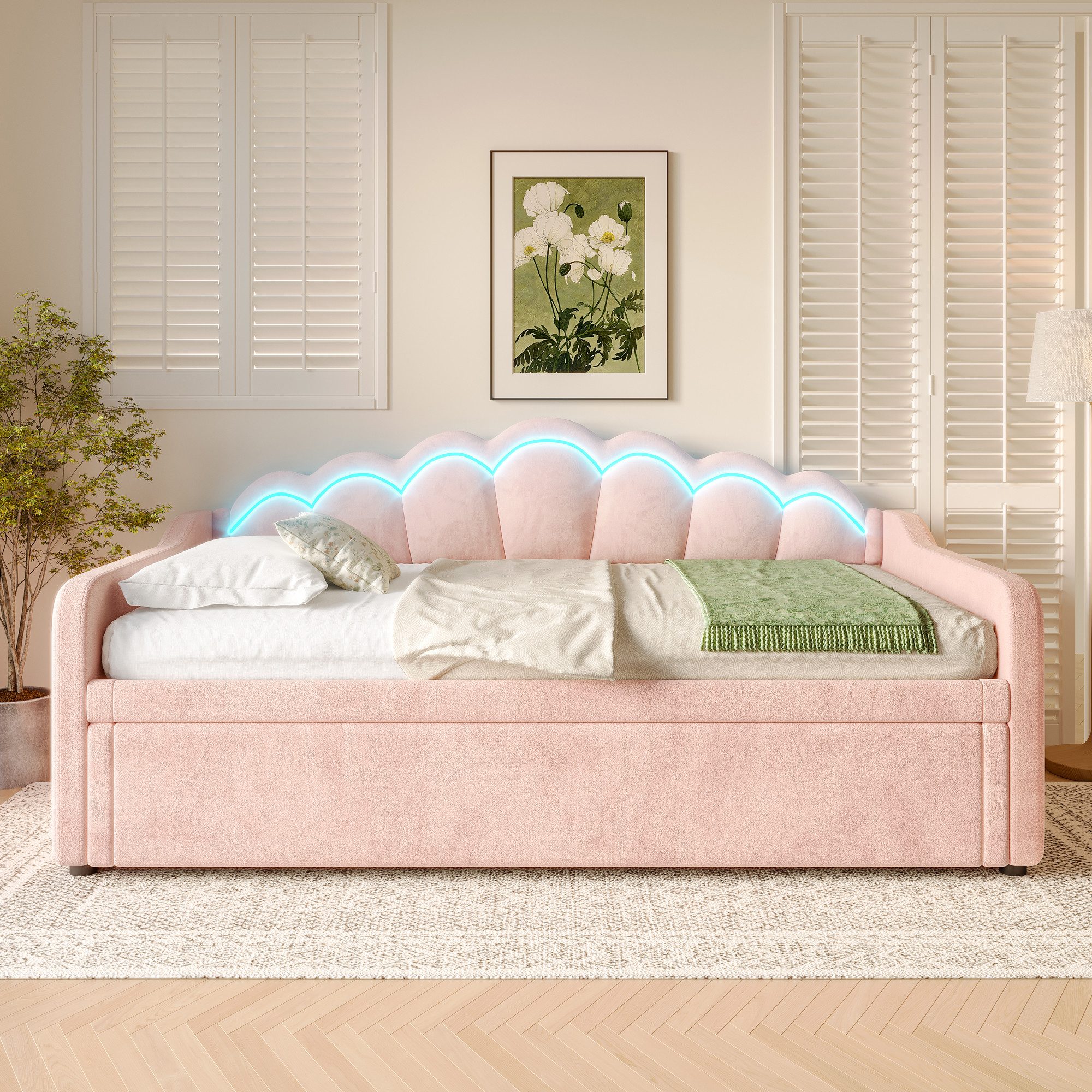 STILVORA Schlafsofa Polsterbett 90x200 mit Ausziehbett,Tagesbett ausziehbar günstig online kaufen