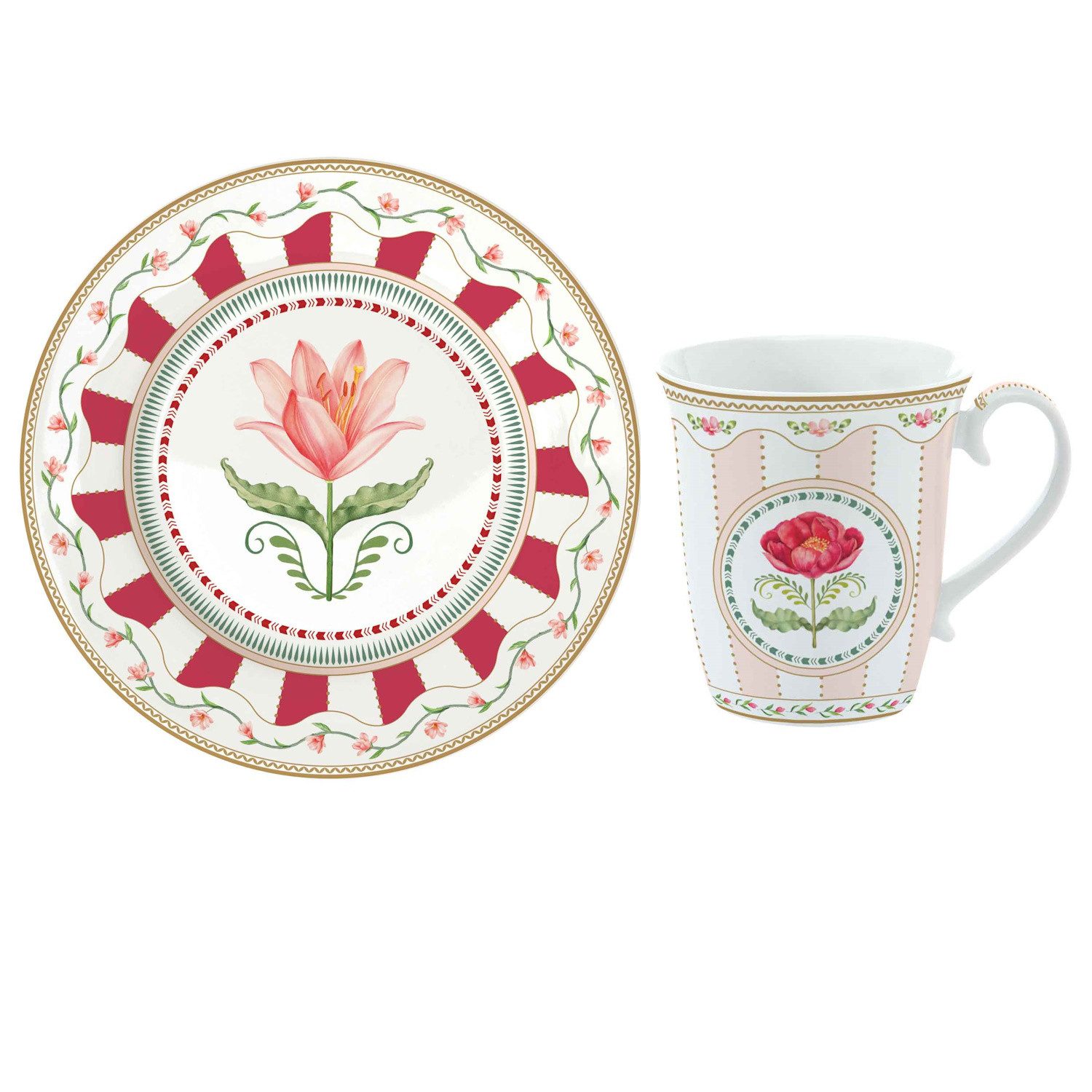 EasyLife Kaffeeservice Flowery, Porzellan, Spülmaschinengeeignet, Mehrfarbig, Blumen, H: cm