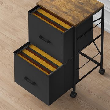 MSMASK Rollcontainer Büroschrank, Aktenschrank mit 2 Schubladen und Rollen, Schreibtischschrank mit Hängeregistratu,für Dokumente im A4