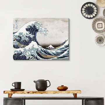 Posterlounge Leinwandbild Katsushika Hokusai, Die große Welle vor Kanagawa, Badezimmer Orientalisches Flair Malerei