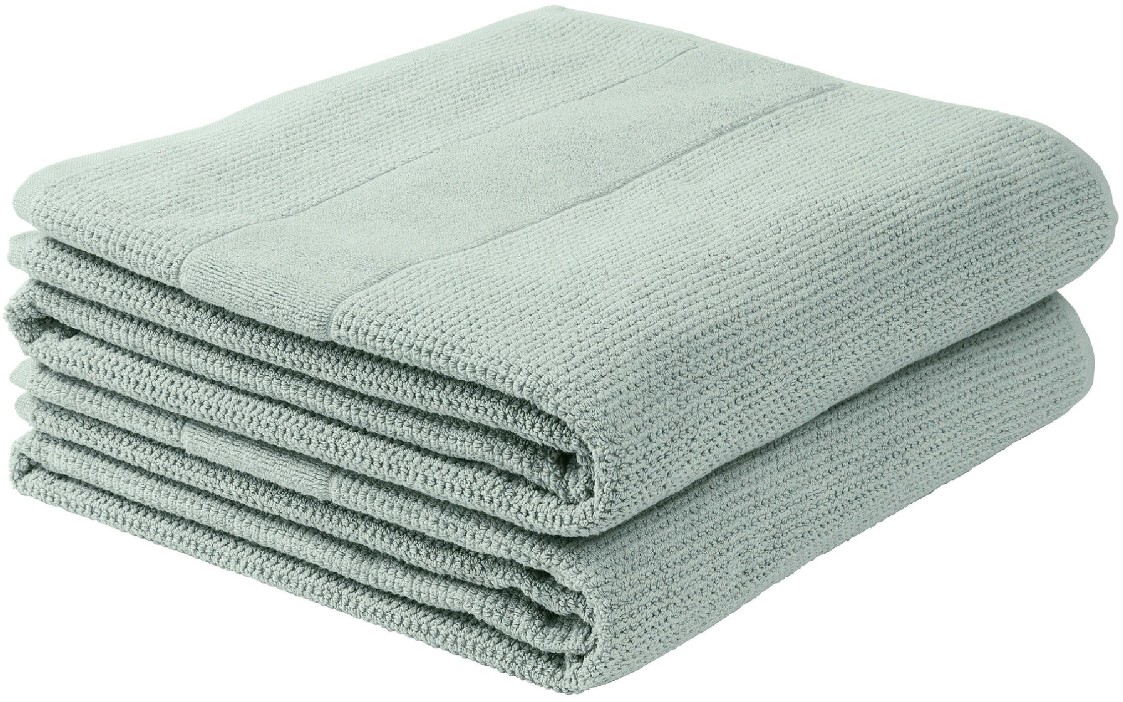 Schiesser Duschtücher Turin aus 100% Baumwolle in dezenter Reiskornoptik, Frottier (Set, 2-St), MADE IN GREEN by OEKO-TEX®