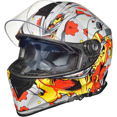 rueger-helmets Motorradhelm RT-824 Integralhelm Motorradhelm Kinderhelm Motorrad Integral Roller Helm GebissRT-824 Red RYM M
