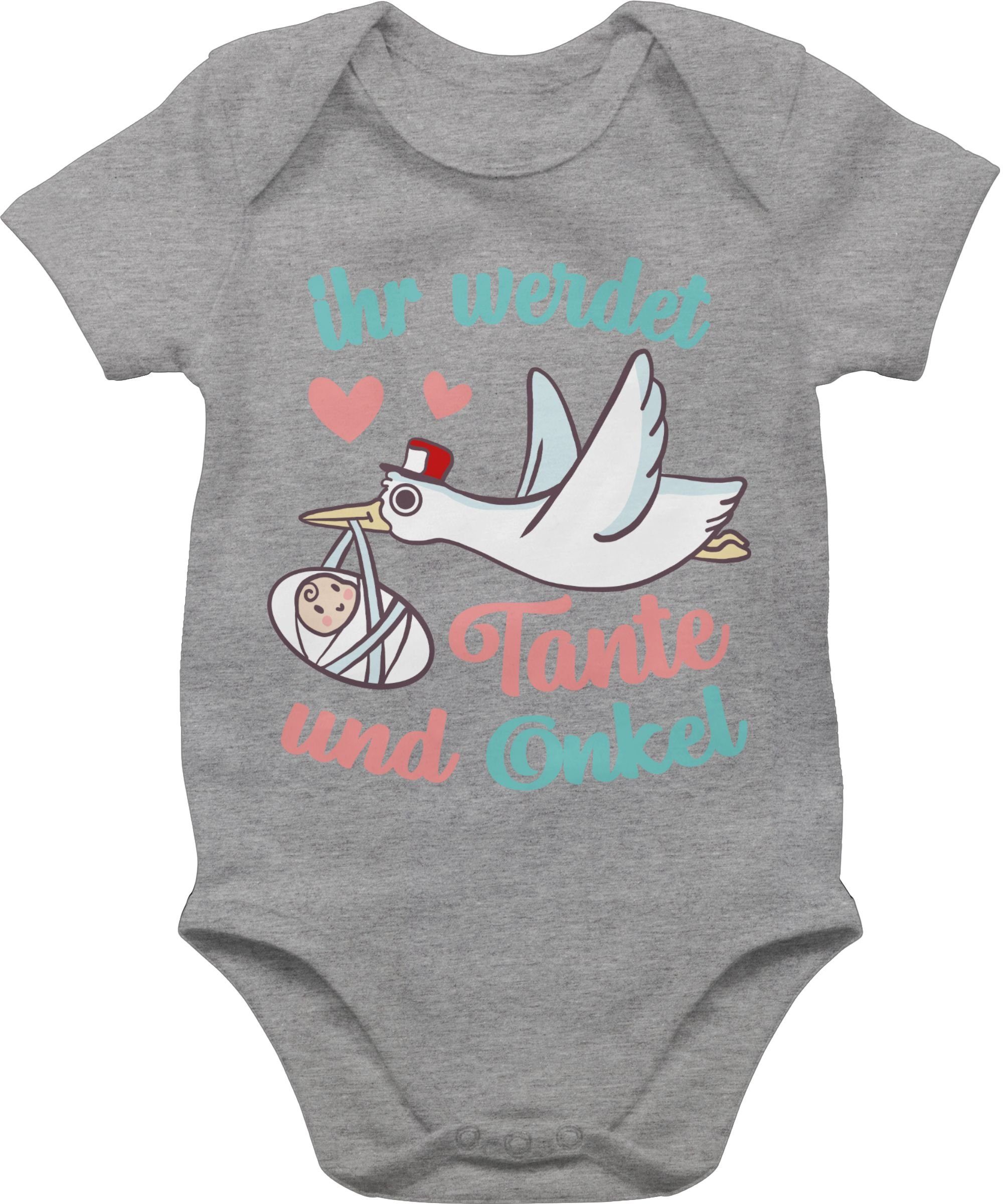 Shirtracer Shirtbody Ihr werdet Tante und Onkel - Uncle Aunt Baby Announcement Zur Geburt 2 Grau meliert