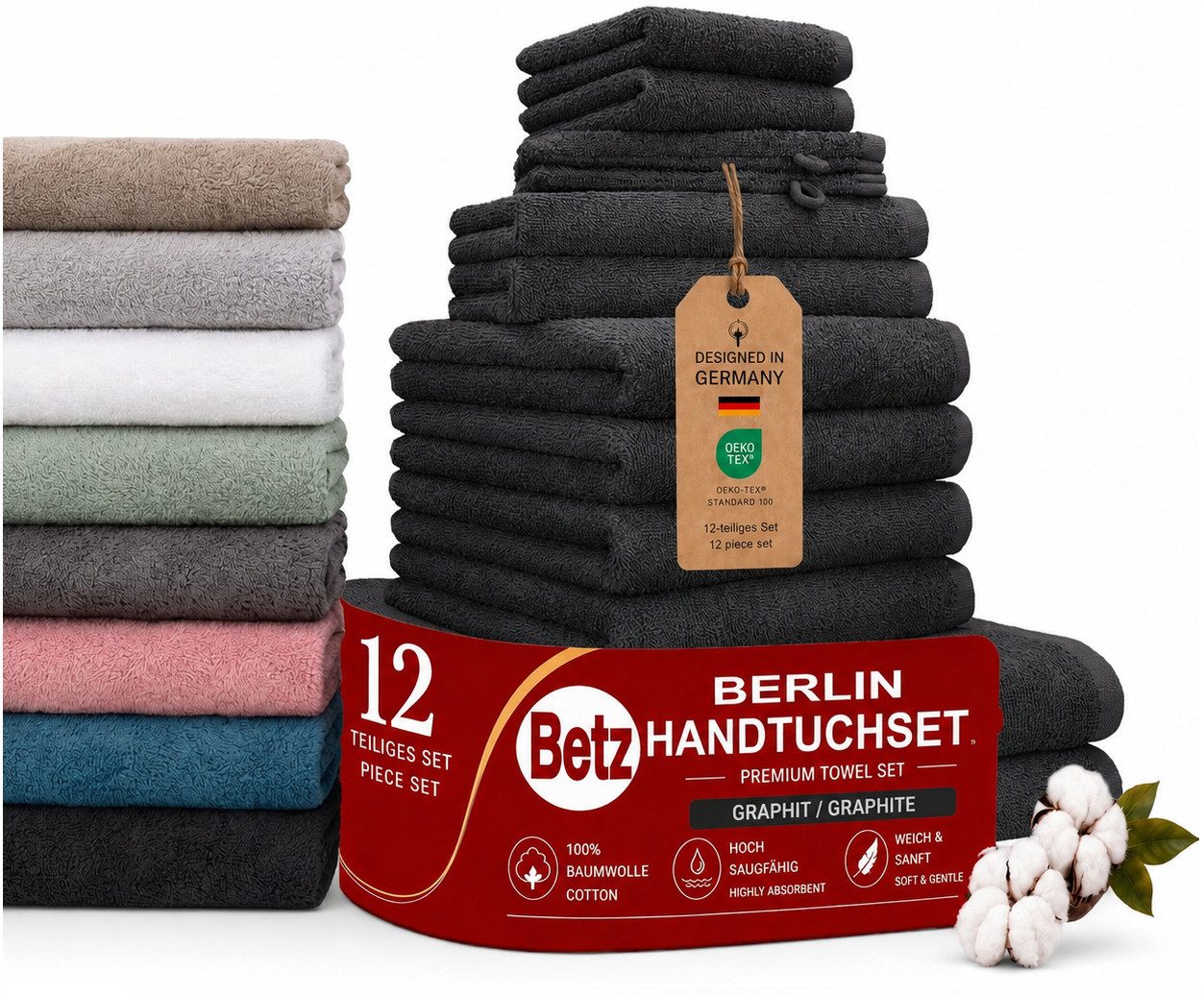 Betz Handtuch Set Betz 12 tlg. Handtuch Set Berlin, 100% Baumwolle (12 Teile, 12-St)