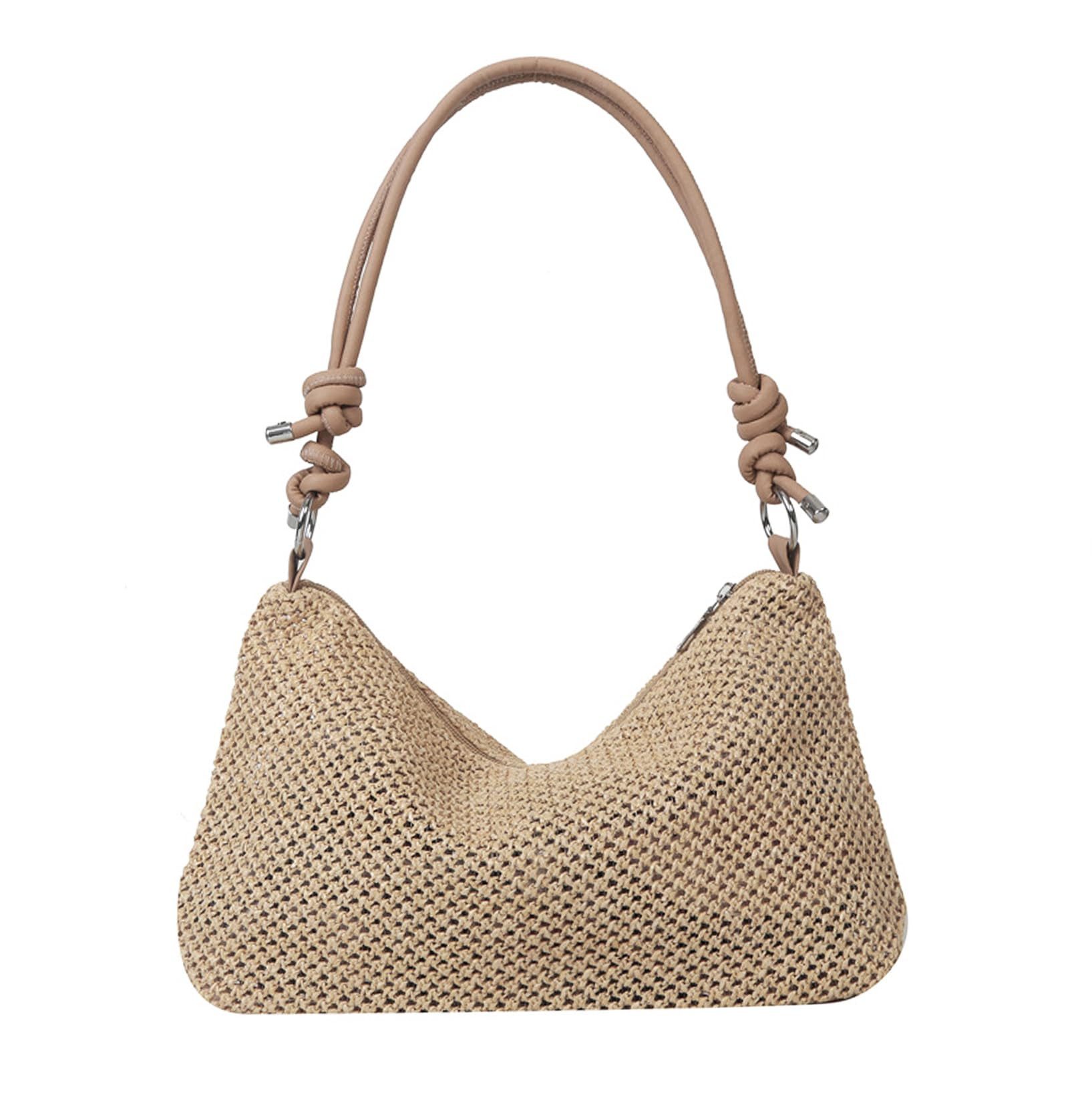nsihing Strandtasche Stroh-Strandtasche (auch als Schulter- oder Umhängetasche tragbar), ideal für Strand, Picknick und Urlaub