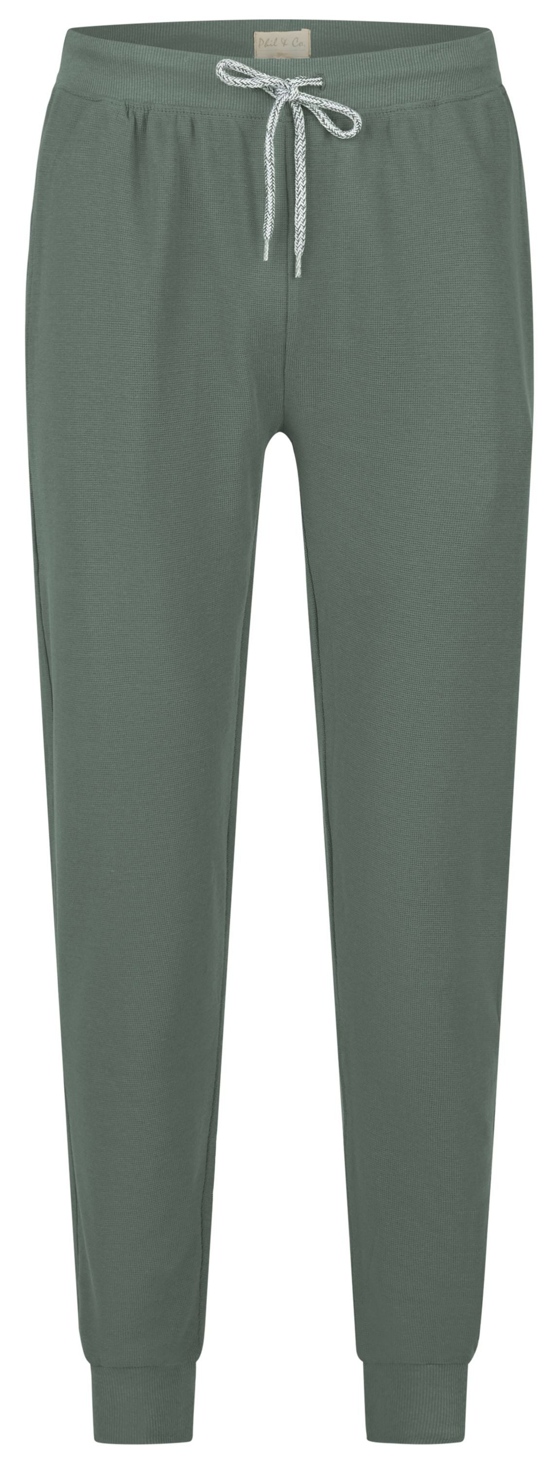 Phil & Co. Homewearhose Snow Drift (1-tlg., 1-teilig) Herren Schlafhose lang Pique Bündchen Relaxhose Homewearhose Baumwolle