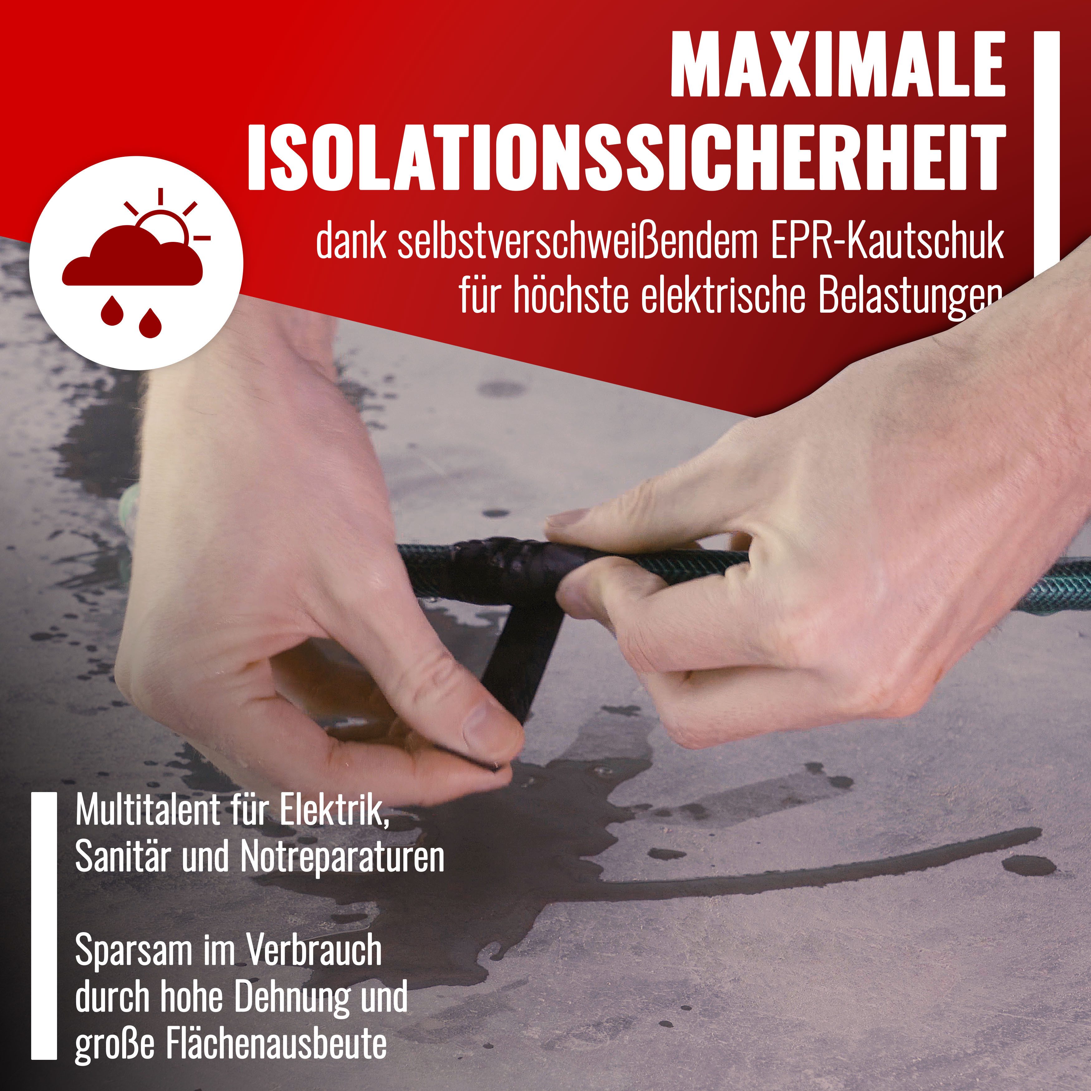 Poppstar Isolierband Selbstverschweißendes Elektro & Universalisolierband (1-St) Mittelspannungsband für Spannungen bis 10.000 Volt