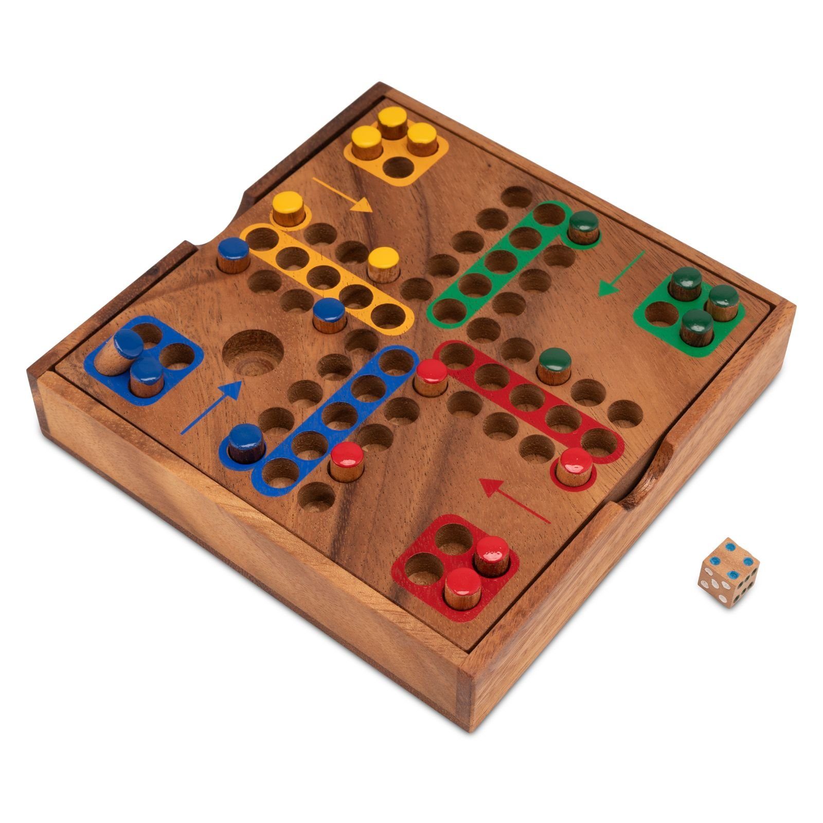 Logoplay Holzspiele Spielesammlung, LUDO M – der Klassiker in kompakter Holz-Ausführung für unterwegs und zuhauseHolzspielzeug