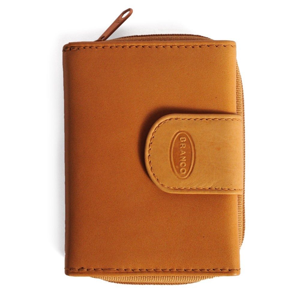 BRANCO Mini Geldbörse Kleine Damen-Geldbörse / Portemonnaie, Leder, Natur-Beige, Branco 225