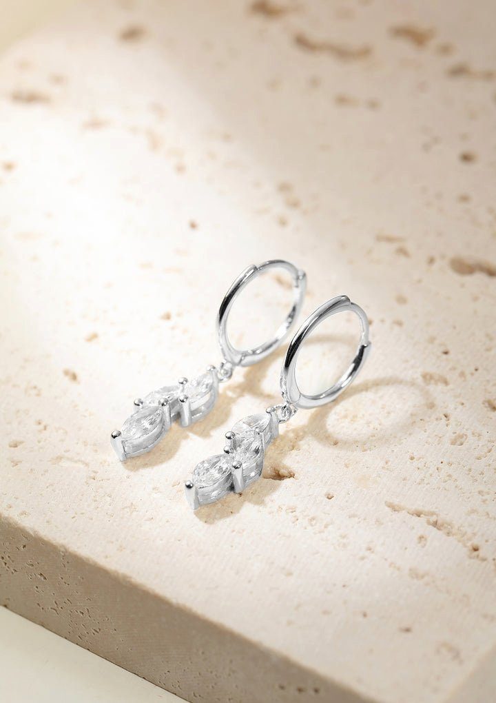 Hey Happiness Paar Ohrhänger Tropfen Kristalle, Damen Silber Ohrringe, Silber 925 Creolen Zirkonia Anhänger, Brautschmuck