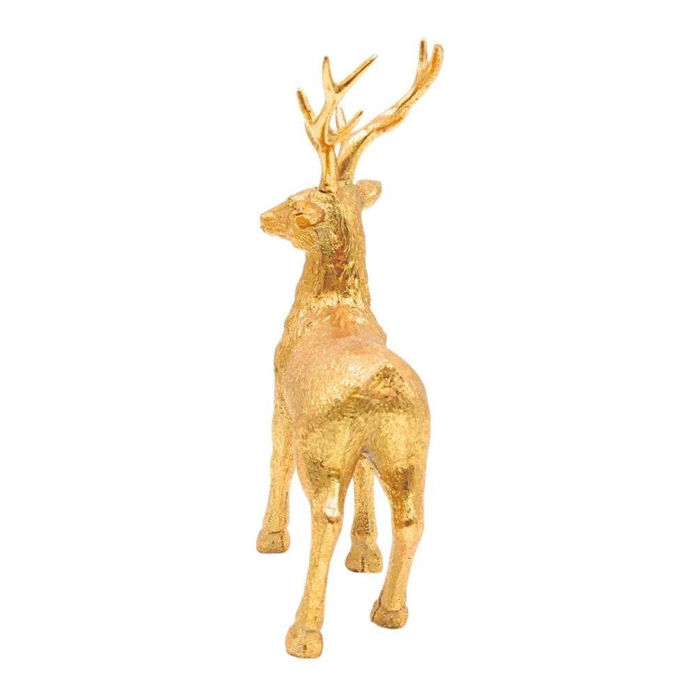 in Dekofigur stehend, Dekofigur Keramik L/B/H: x Dekohelden24 14 cm. x 21 gold, 8 Hirsch