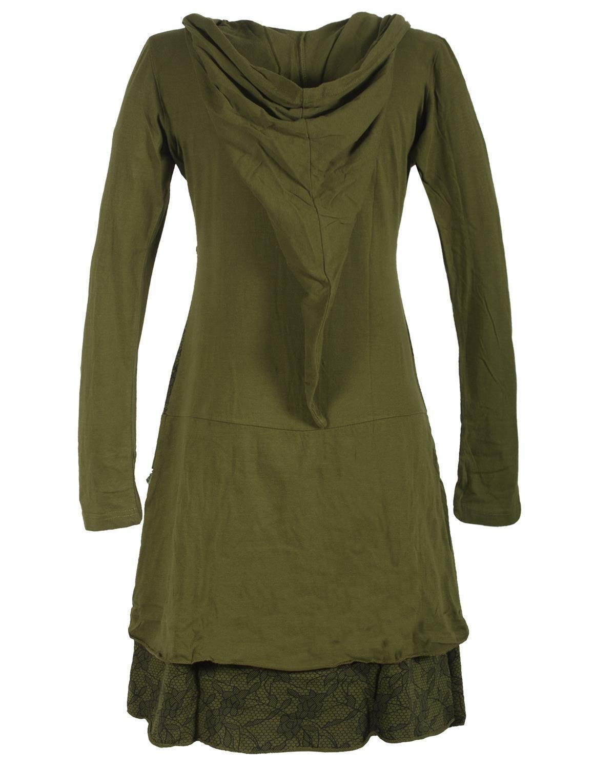 Vishes Jerseykleid Langarm Lagenlookkleid mit Zipfelkapuze günstig online kaufen
