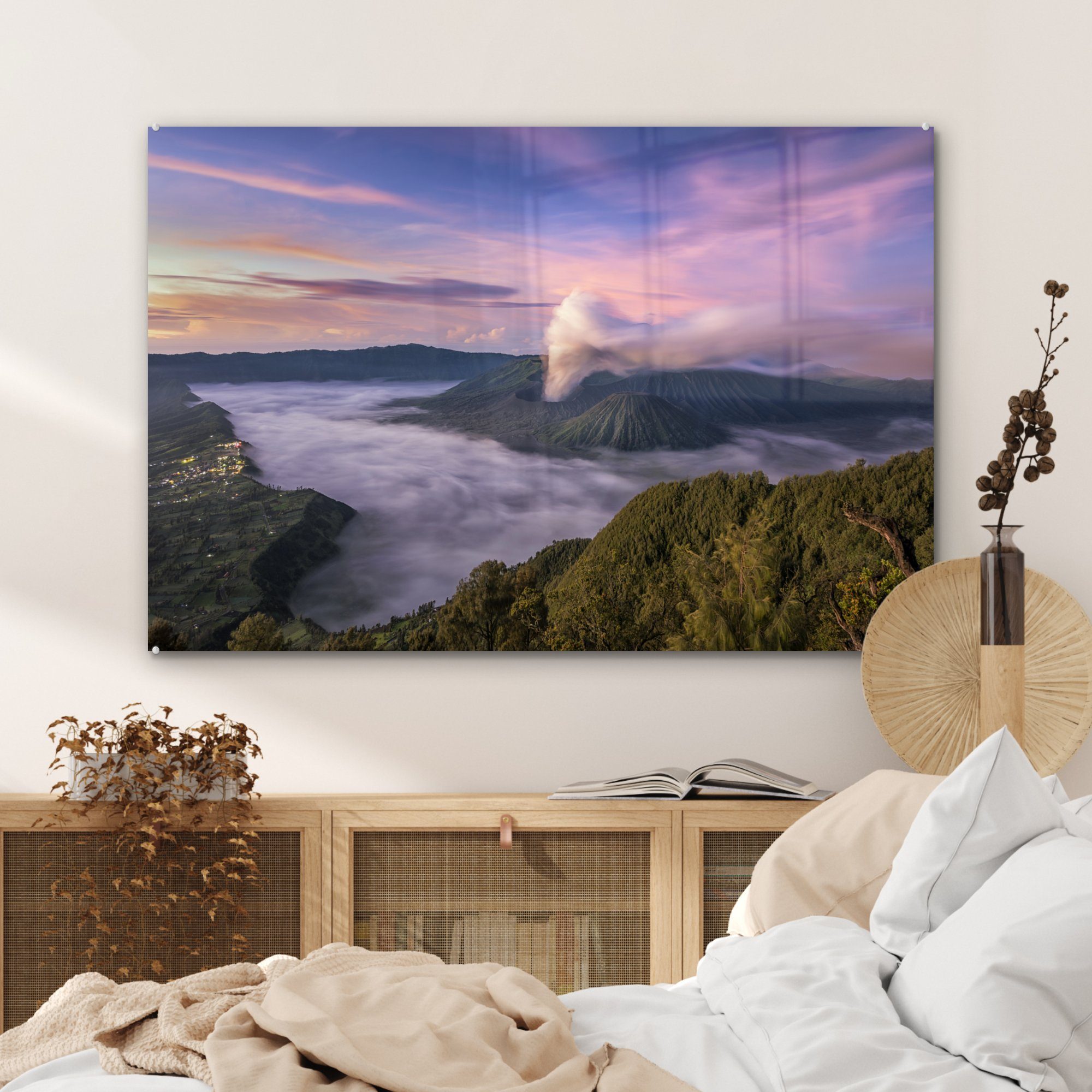 MuchoWow Acrylglasbild Wolken über (1 USA, National in dem St), & Lake den Schlafzimmer Acrylglasbilder Wohnzimmer Park Crater