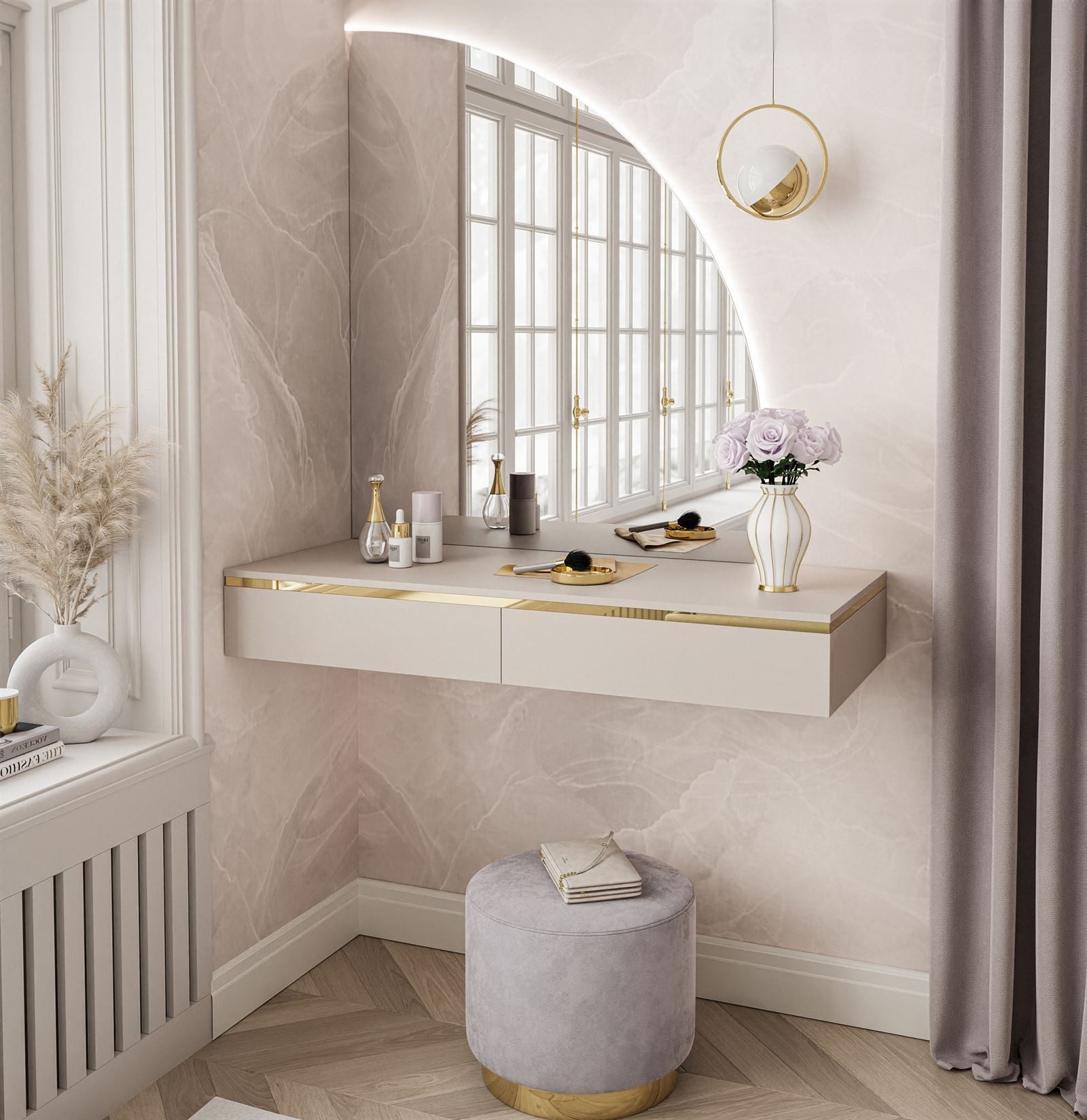 Lookway Schminktisch AURORA-Q KASCHMIR hängender Schminktisch mit Spiegel günstig online kaufen